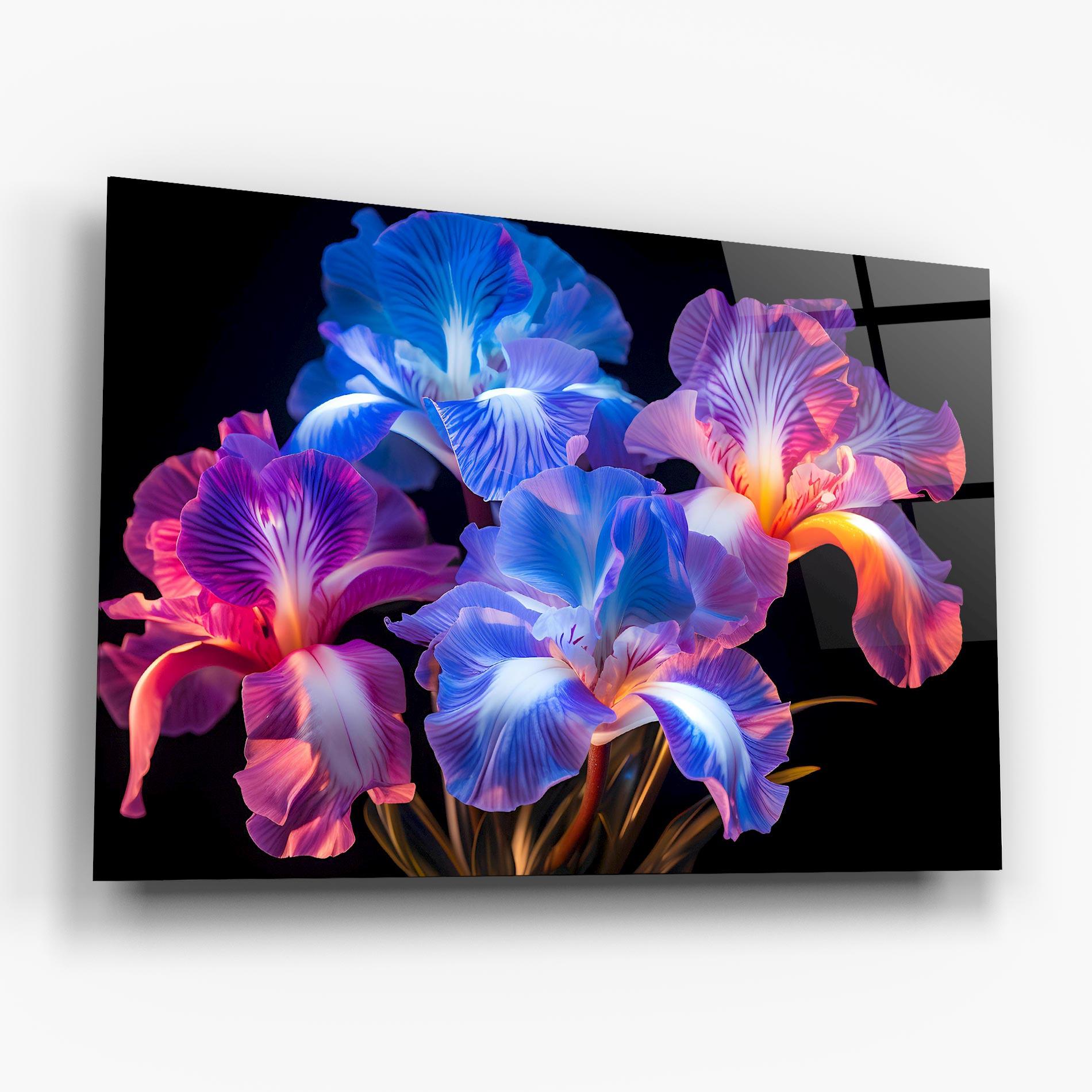 Tablou Sticla Blue Light Iris mockup 6