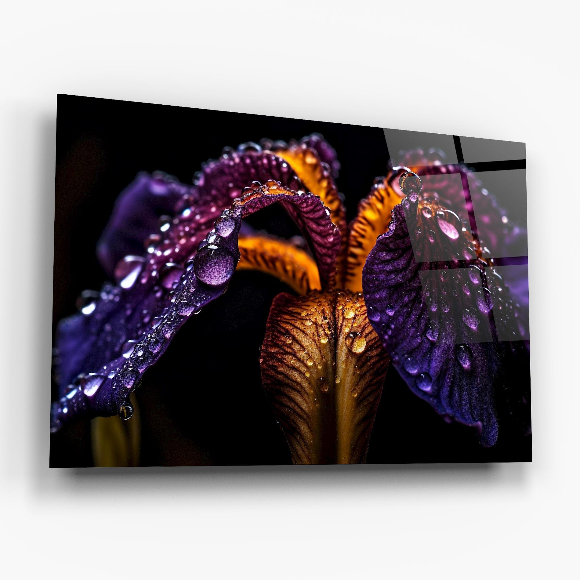 Tablou Sticla Dark Iris After Rain mockup 6