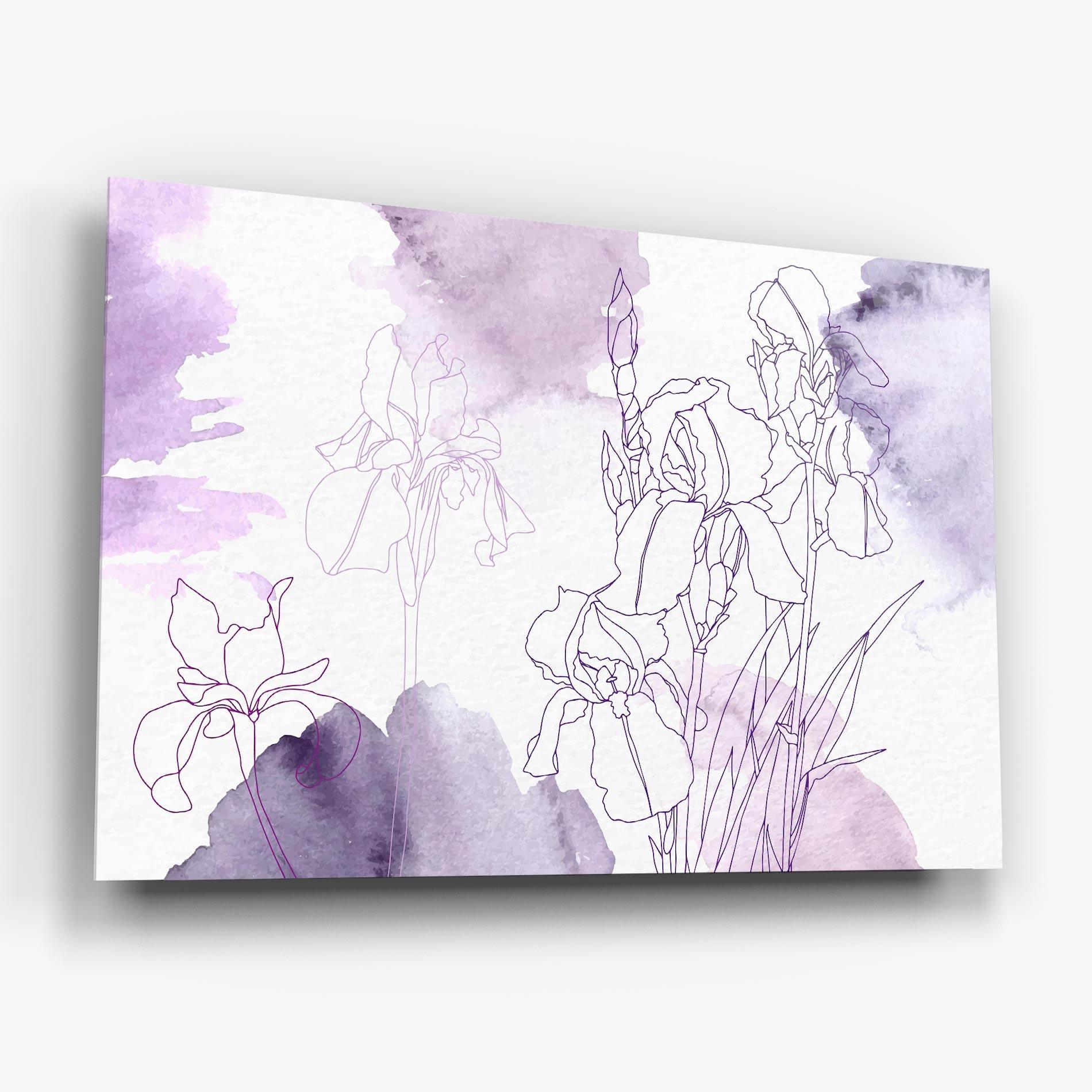 Tablou Sticla Iris Purple Watercolor mockup 6