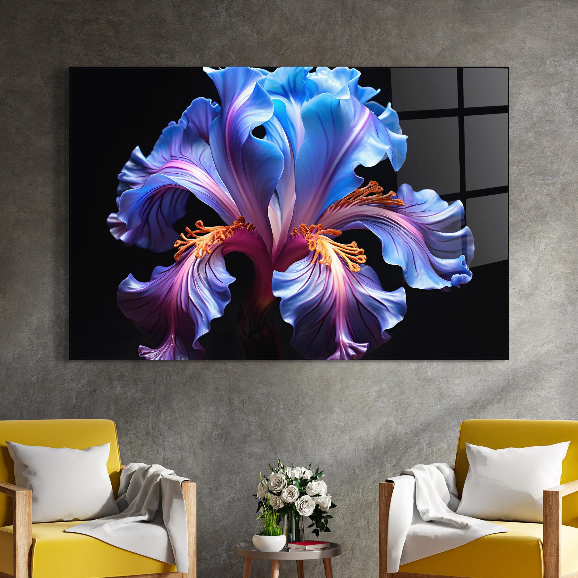 Tablou Sticla Beautiful Iris On Black mockup 4