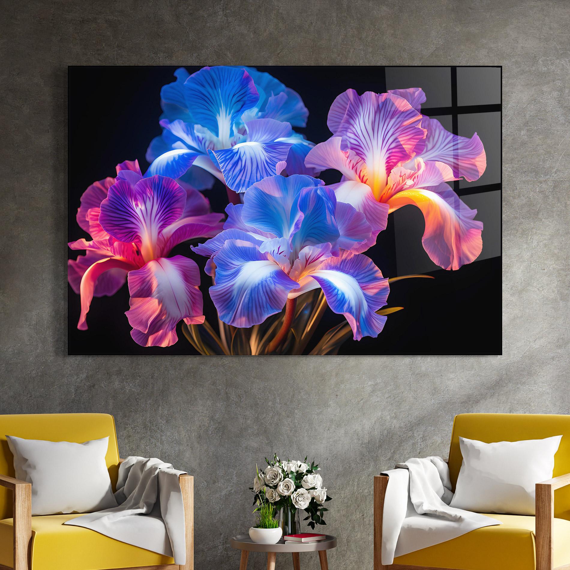 Tablou Sticla Blue Light Iris mockup 4