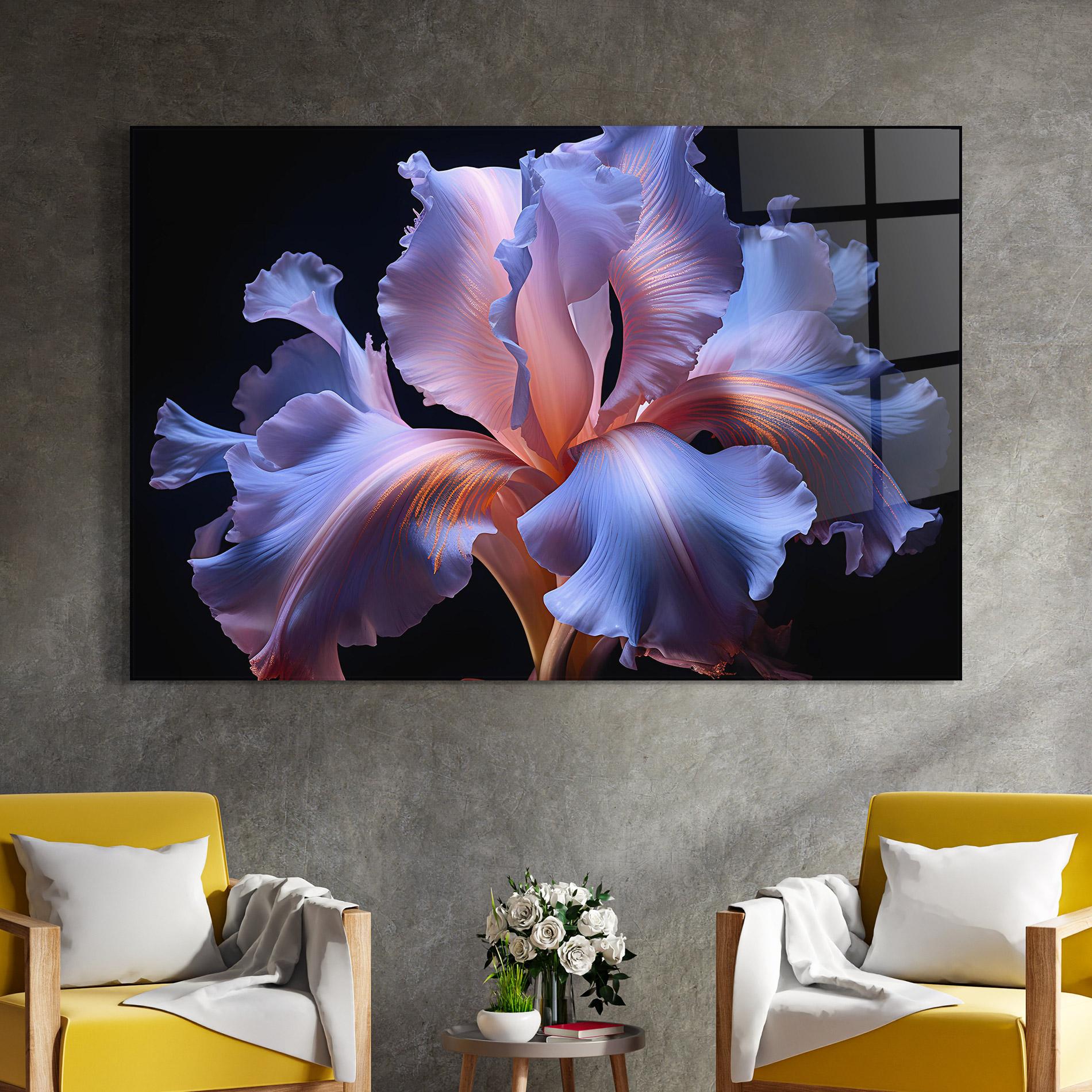 Tablou Sticla Elegant Iris On Black mockup 4