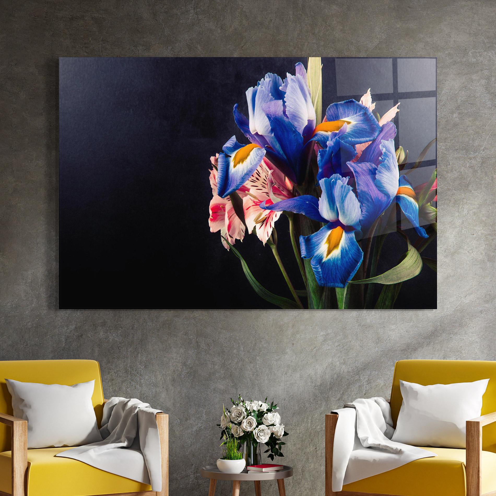 Tablou Sticla Iris Bouquet mockup 4