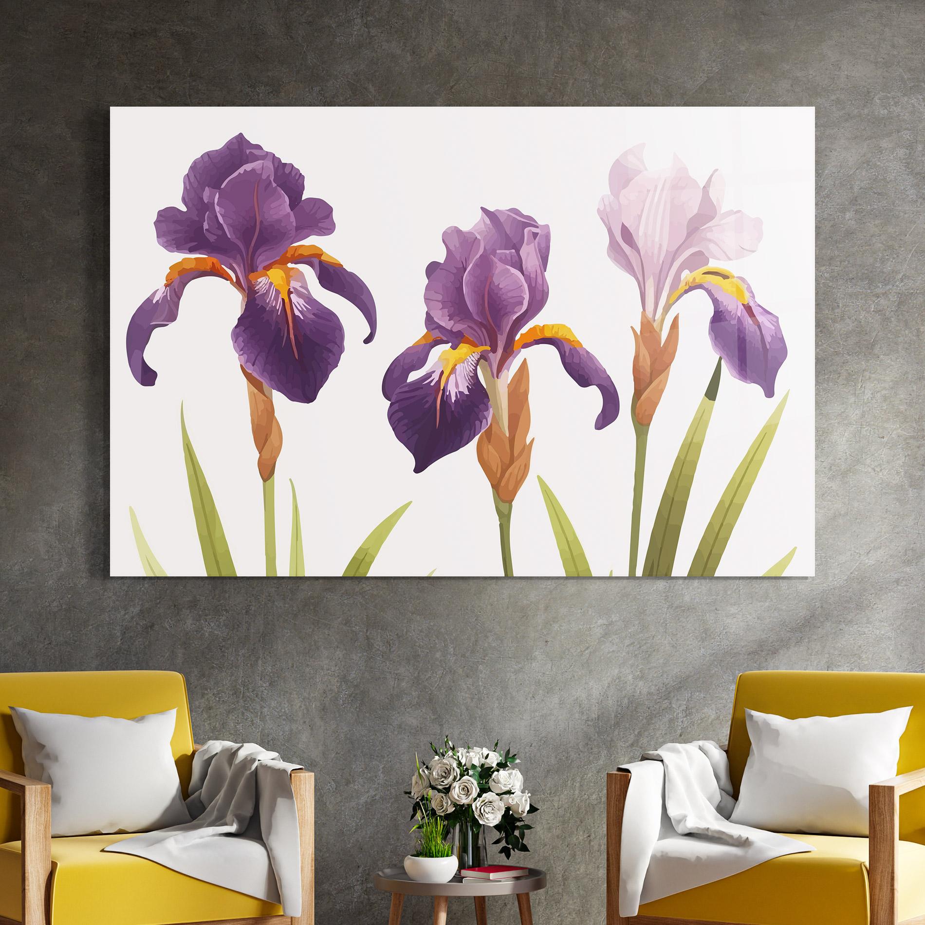 Tablou Sticla Iris Leaf mockup 4