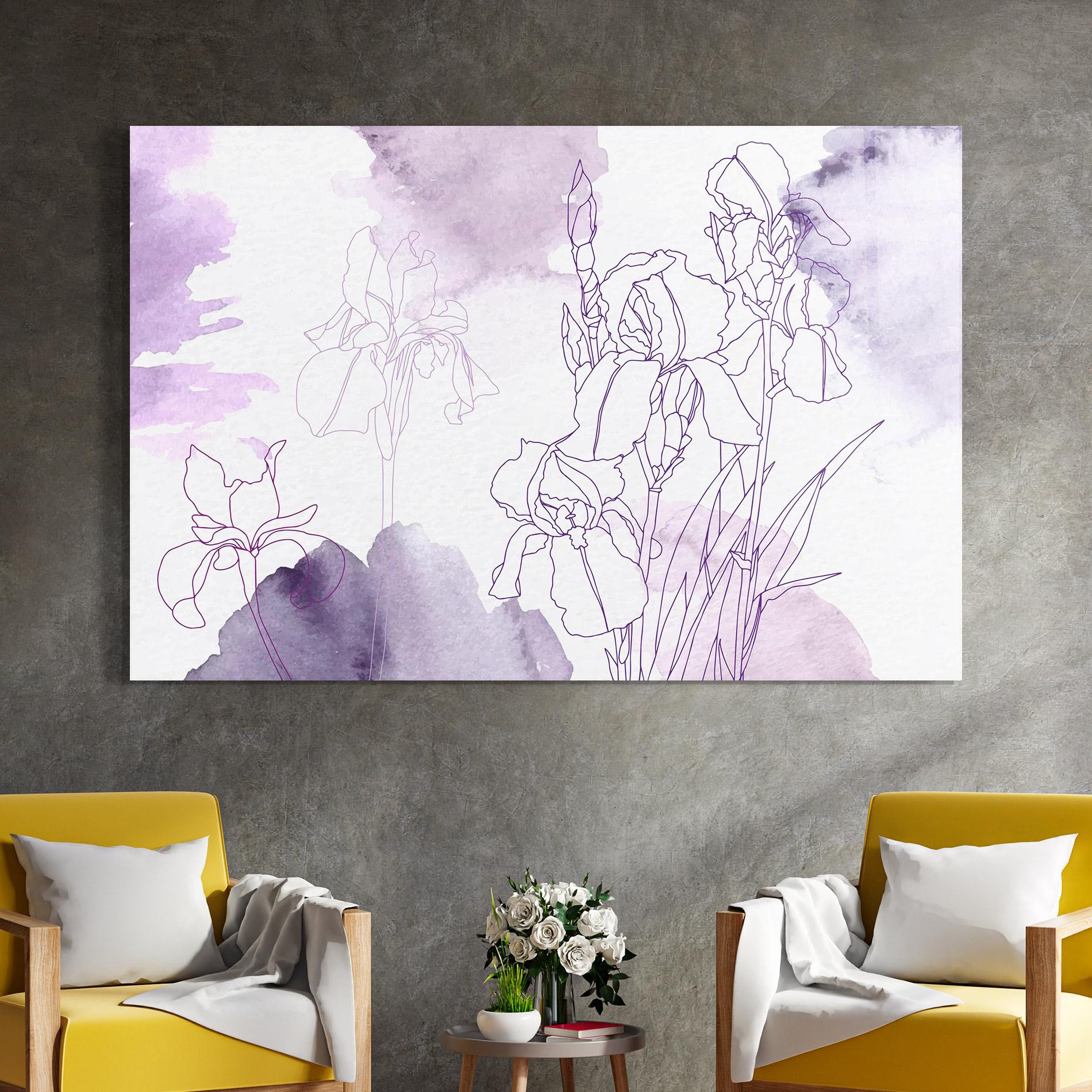 Tablou Sticla Iris Purple Watercolor mockup 4