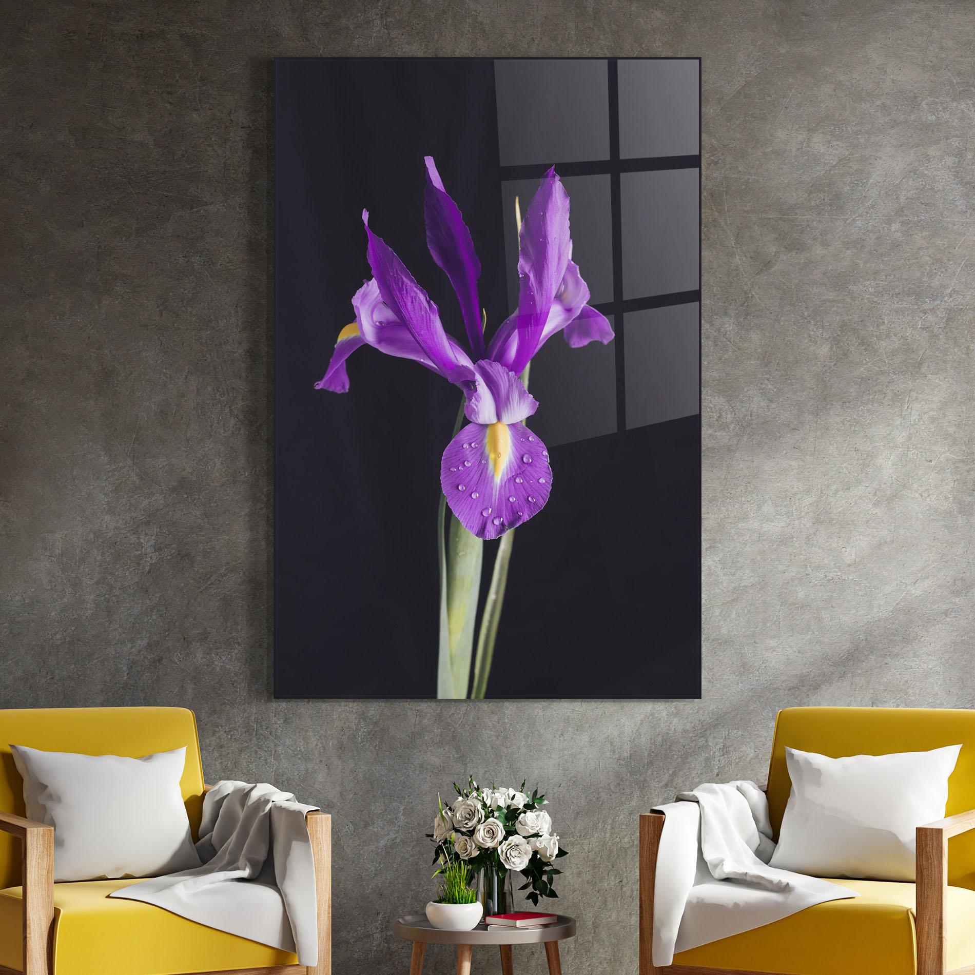 Tablou Sticla Fresh Purple Iris mockup 4