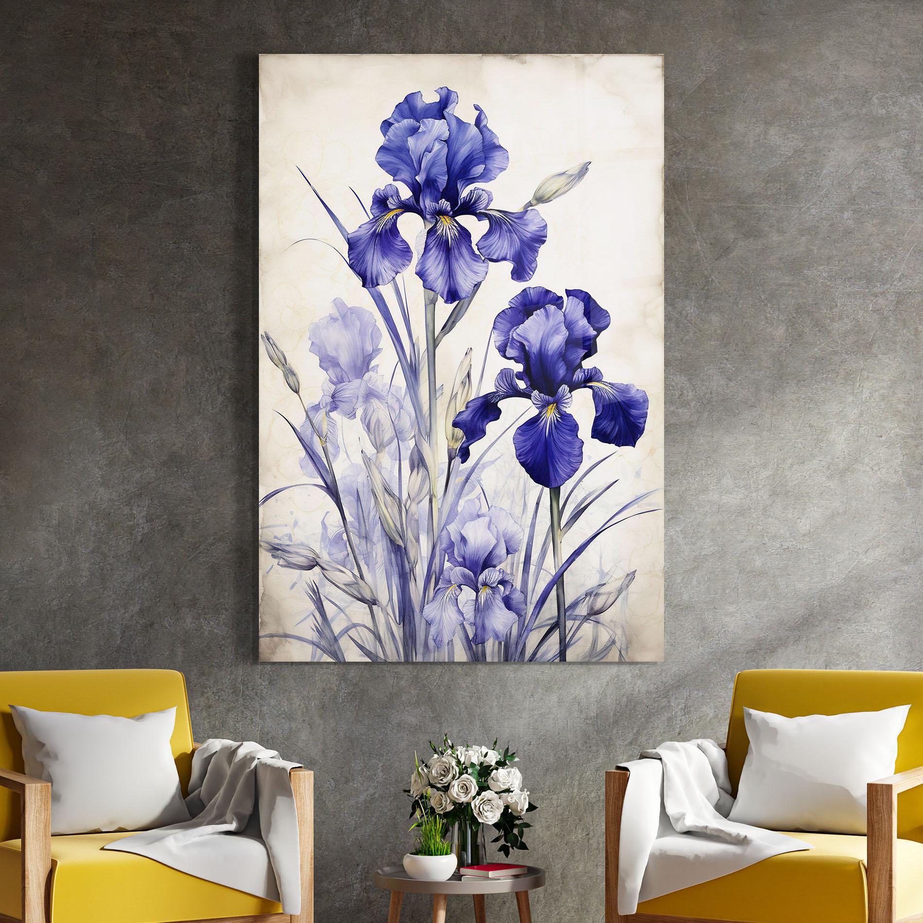 Tablou Sticla Irises Painting mockup 4