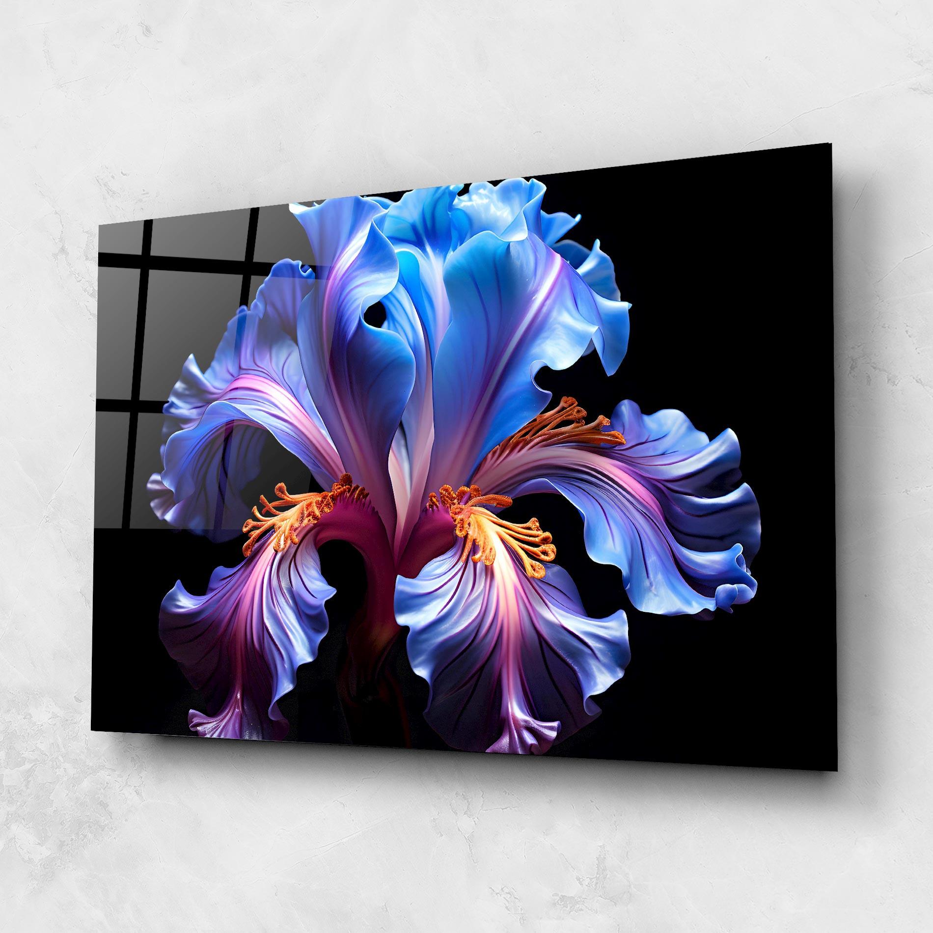 Tablou Sticla Beautiful Iris On Black mockup 1
