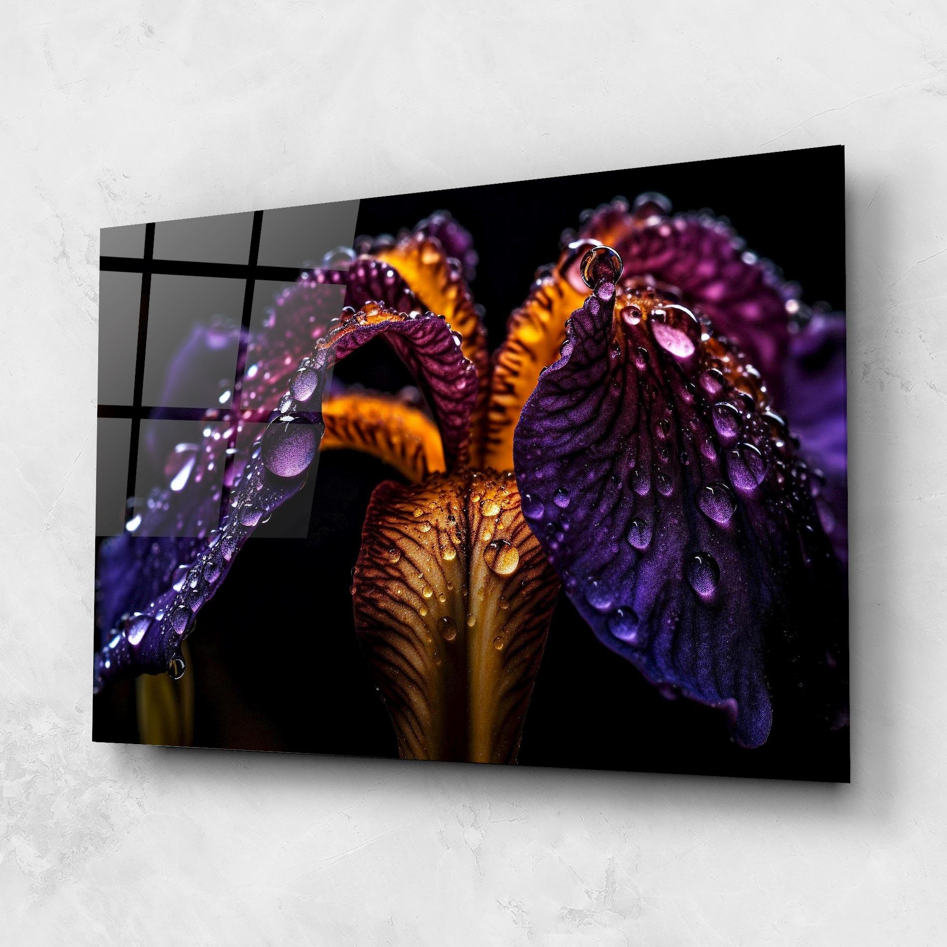 Tablou Sticla Dark Iris After Rain mockup 1