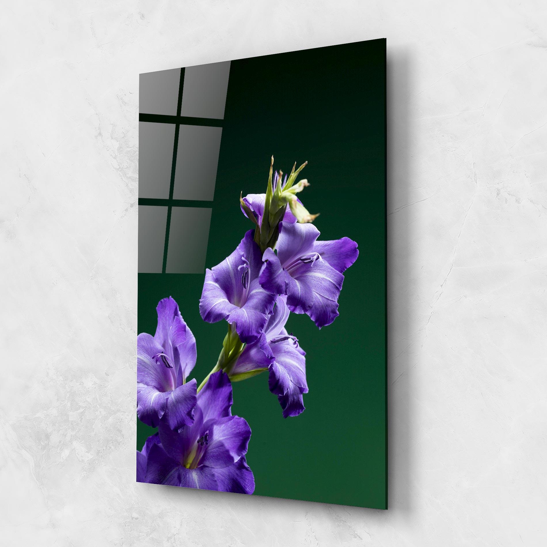 Tablou Sticla Iris On Green mockup 1