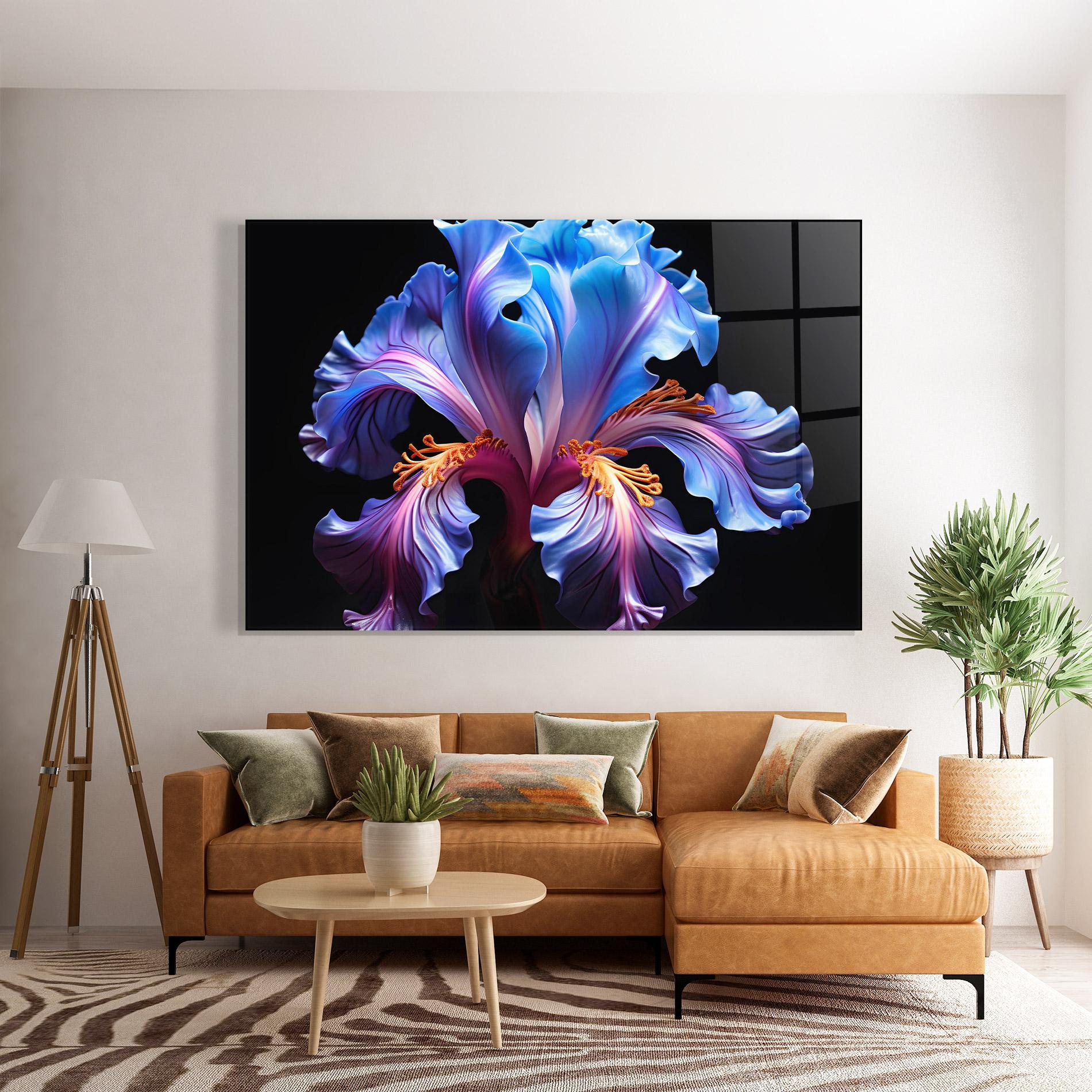 Tablou Sticla Beautiful Iris On Black mockup 7