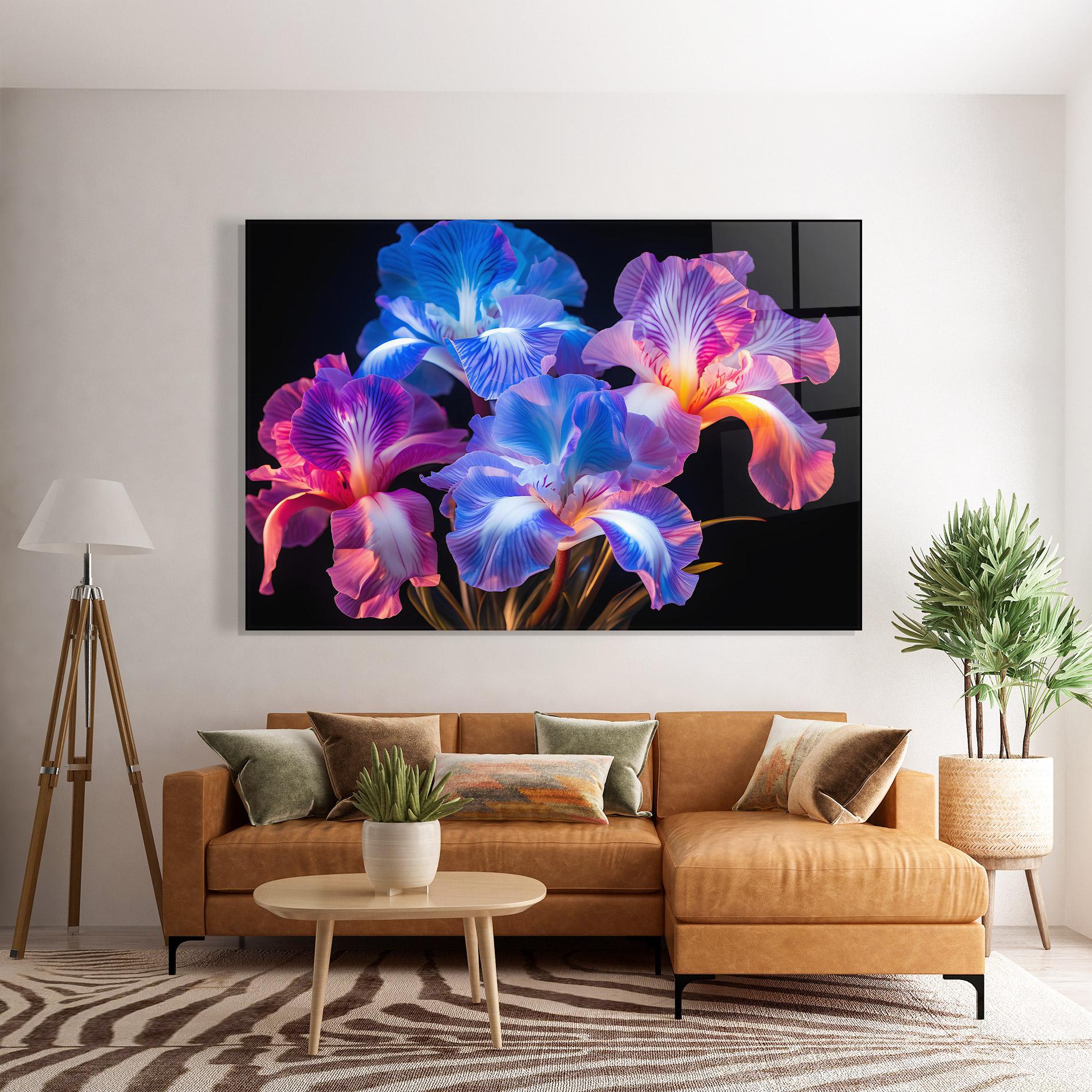 Tablou Sticla Blue Light Iris mockup 7