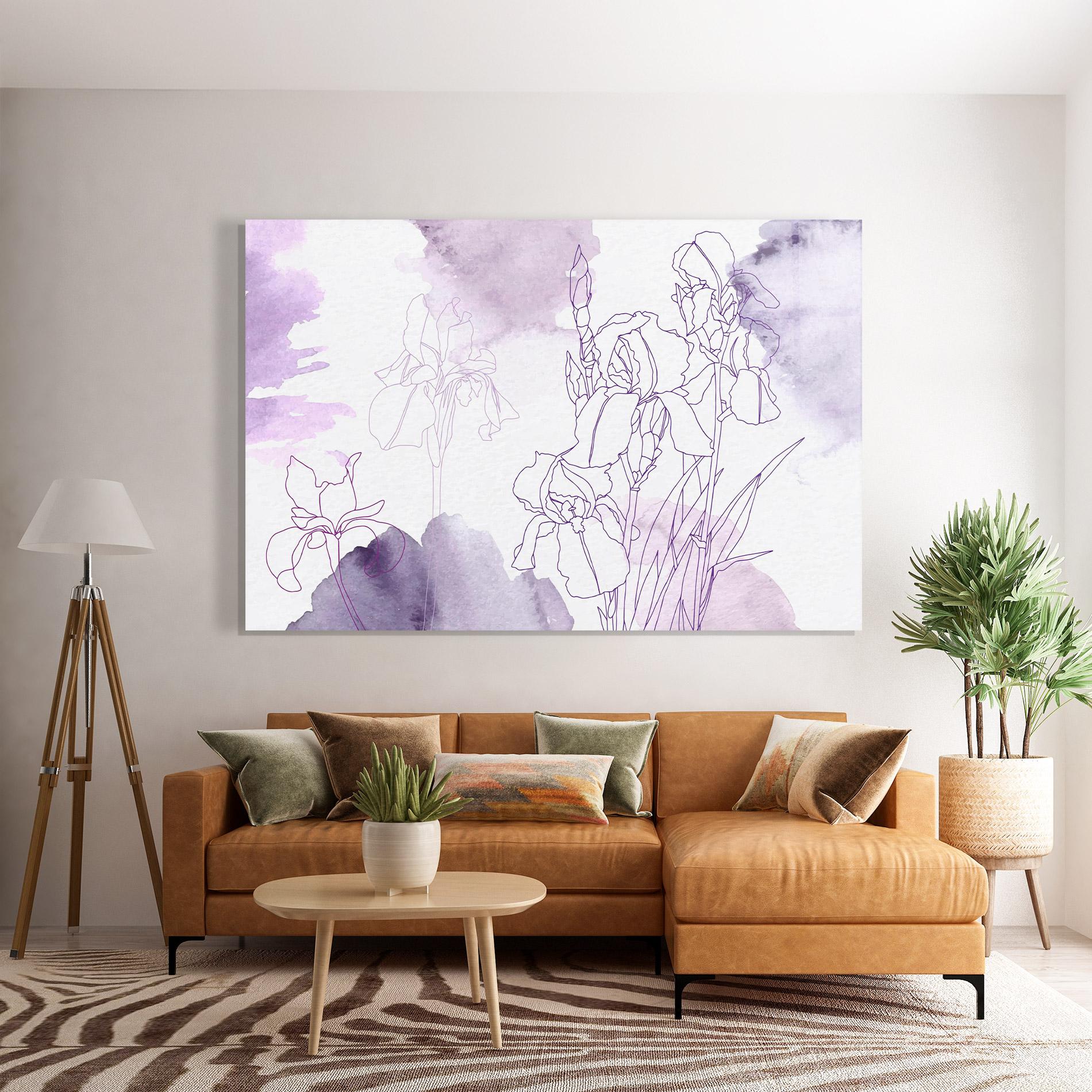 Tablou Sticla Iris Purple Watercolor mockup 7