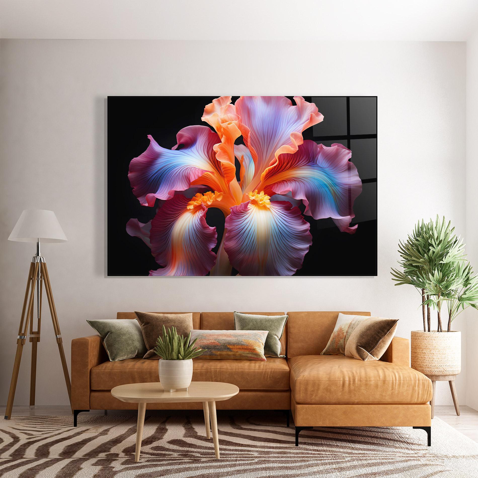 Tablou Sticla Purple Light Iris mockup 7