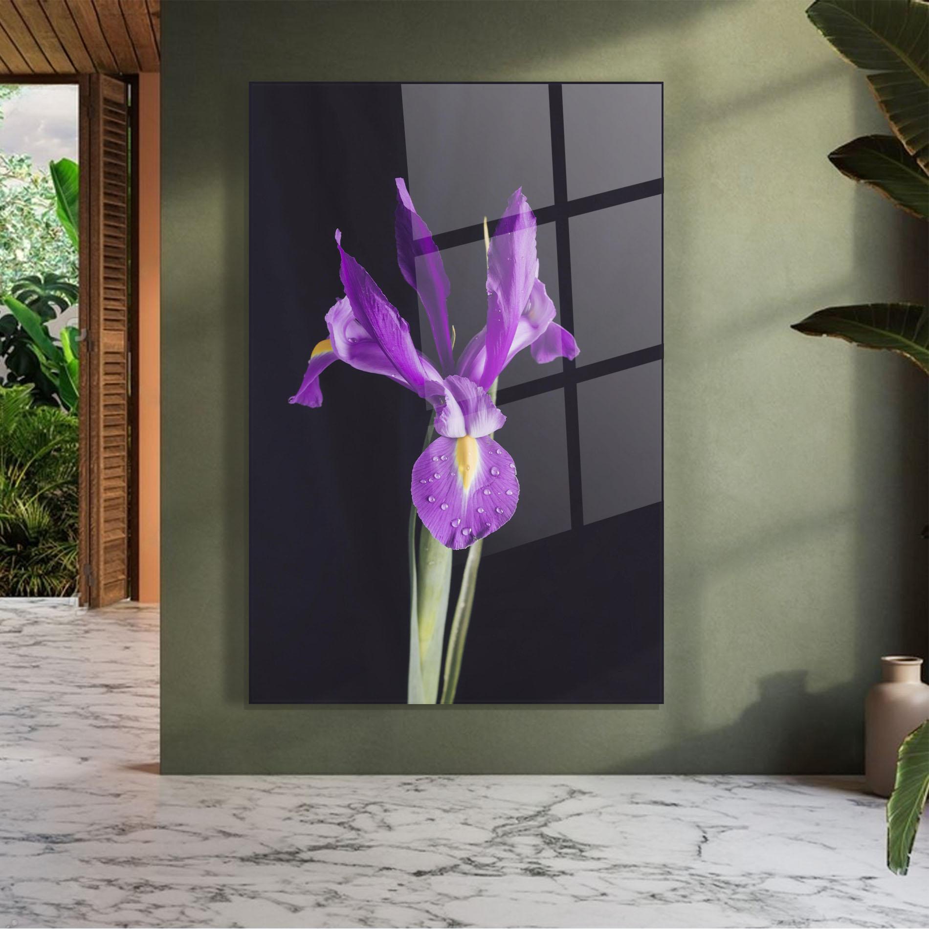 Tablou Sticla Fresh Purple Iris mockup 7