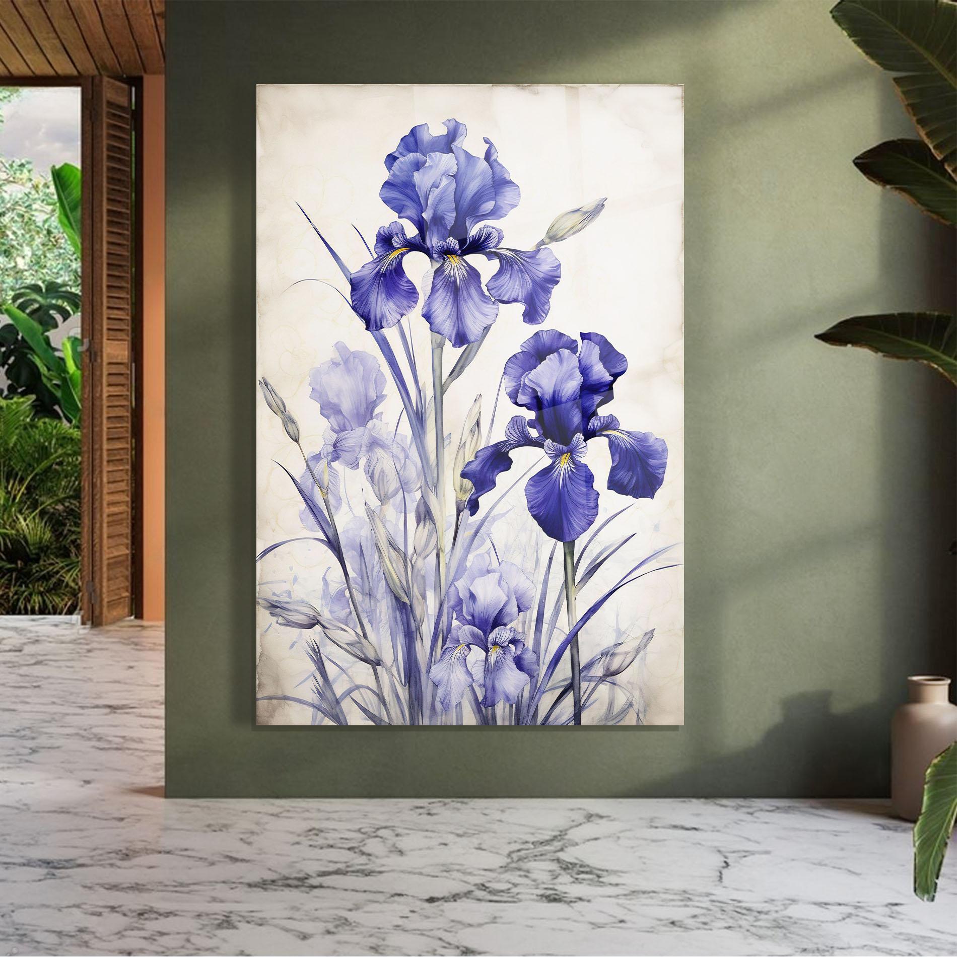 Tablou Sticla Irises Painting mockup 7