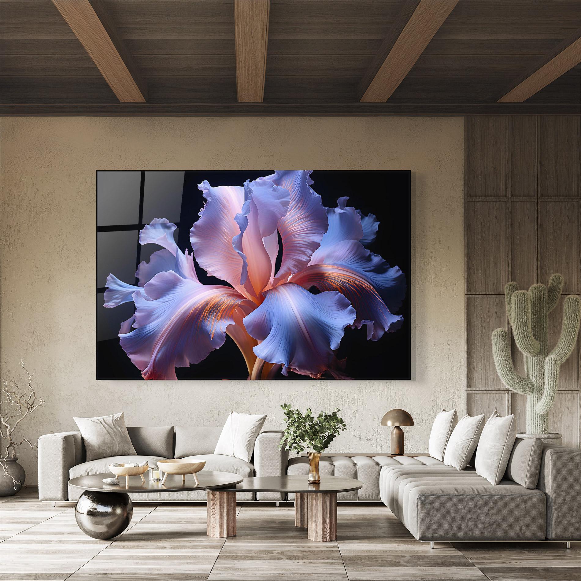 Tablou Sticla Elegant Iris On Black mockup 8