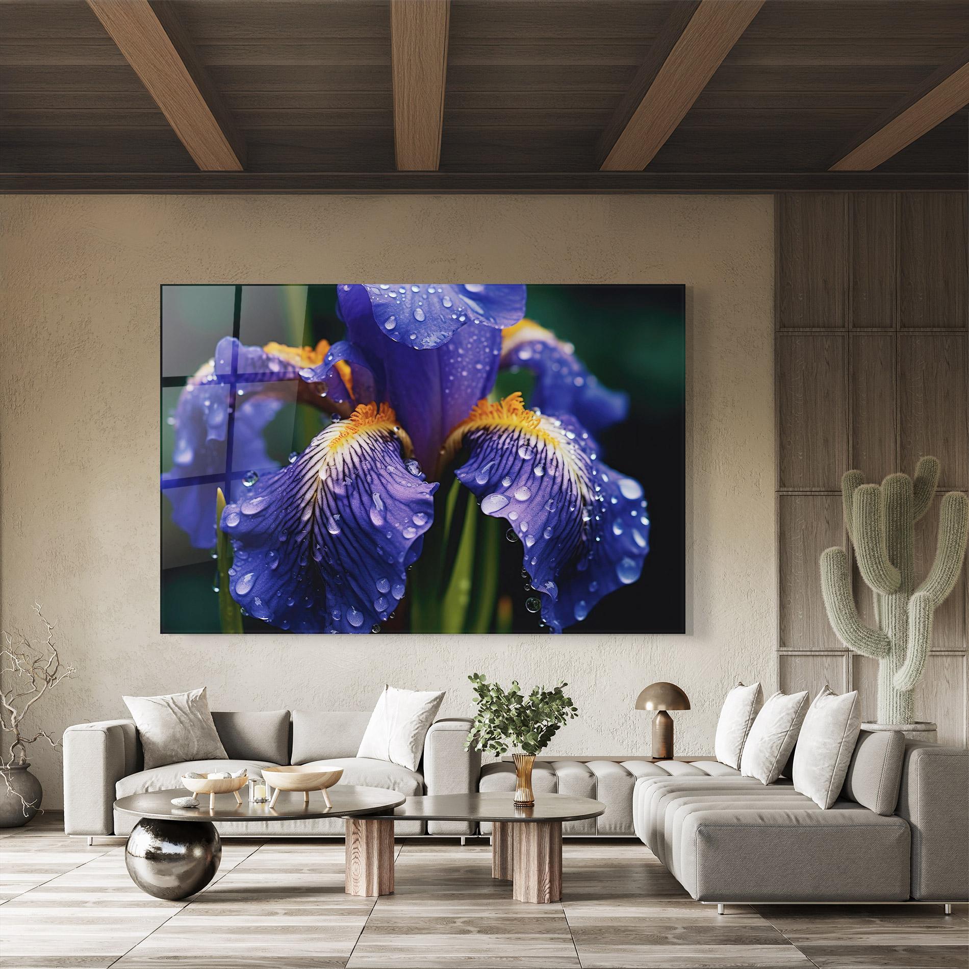 Tablou Sticla Iris After Rain mockup 8