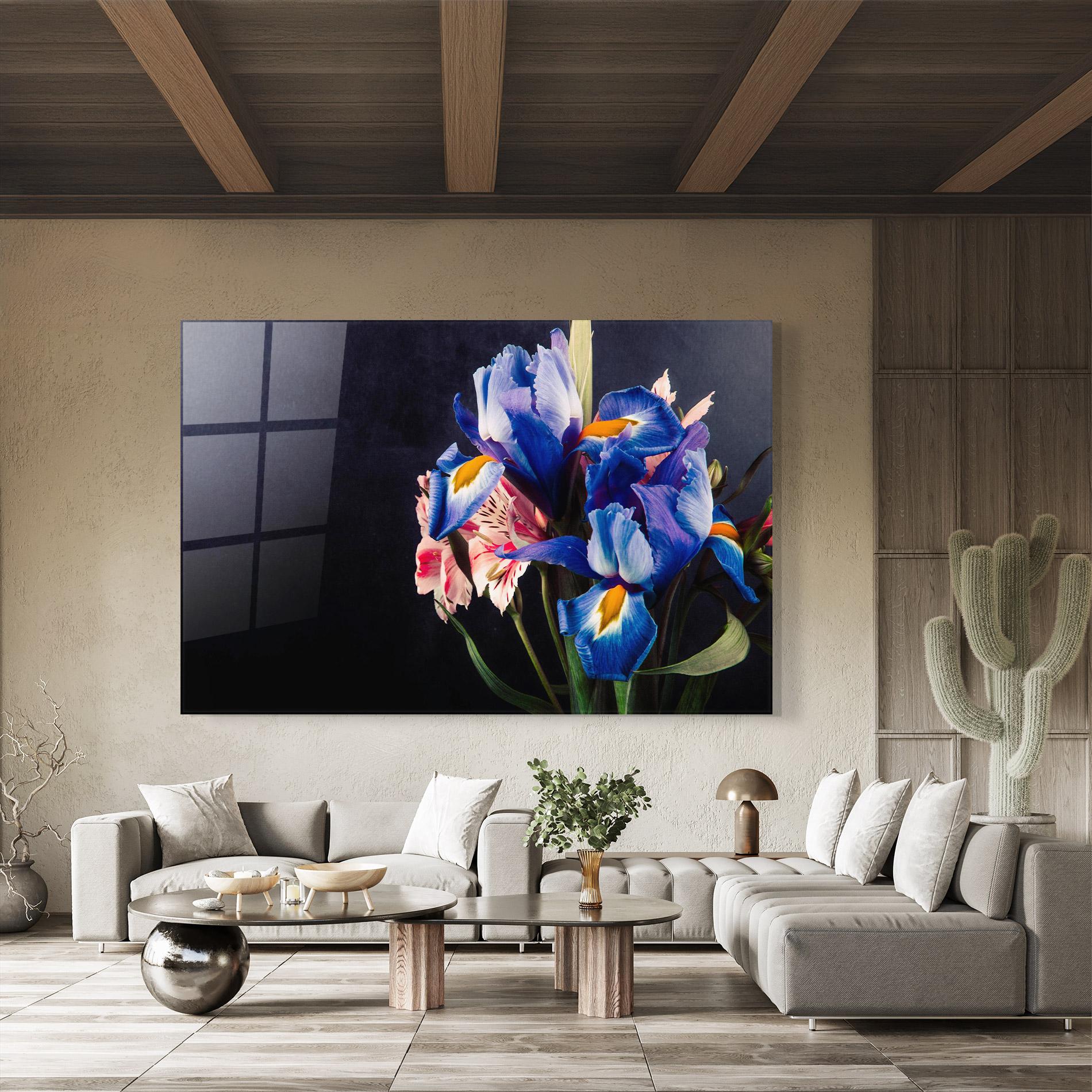 Tablou Sticla Iris Bouquet mockup 8