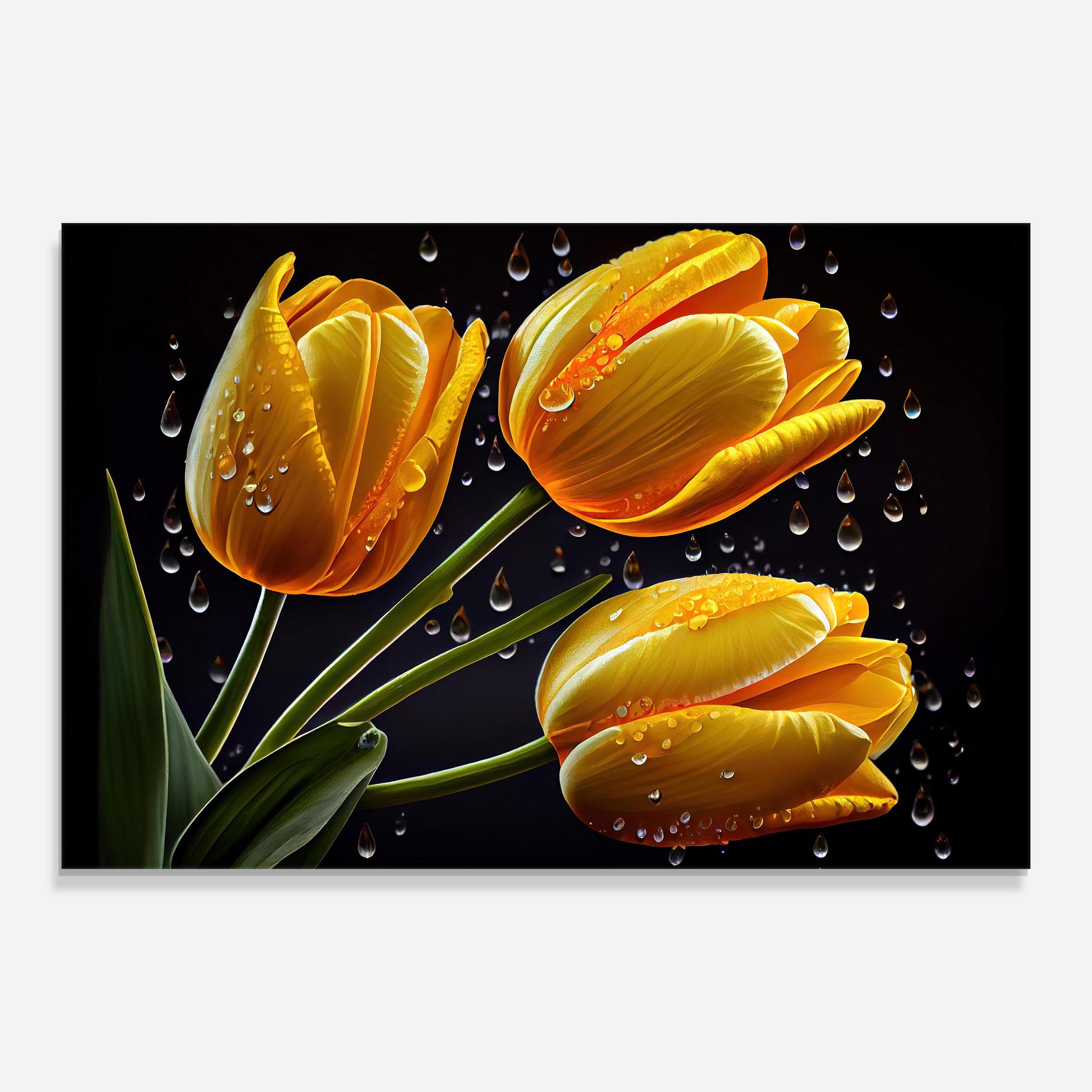 Tablou Sticla 3 Yellow Tulips mockup 0