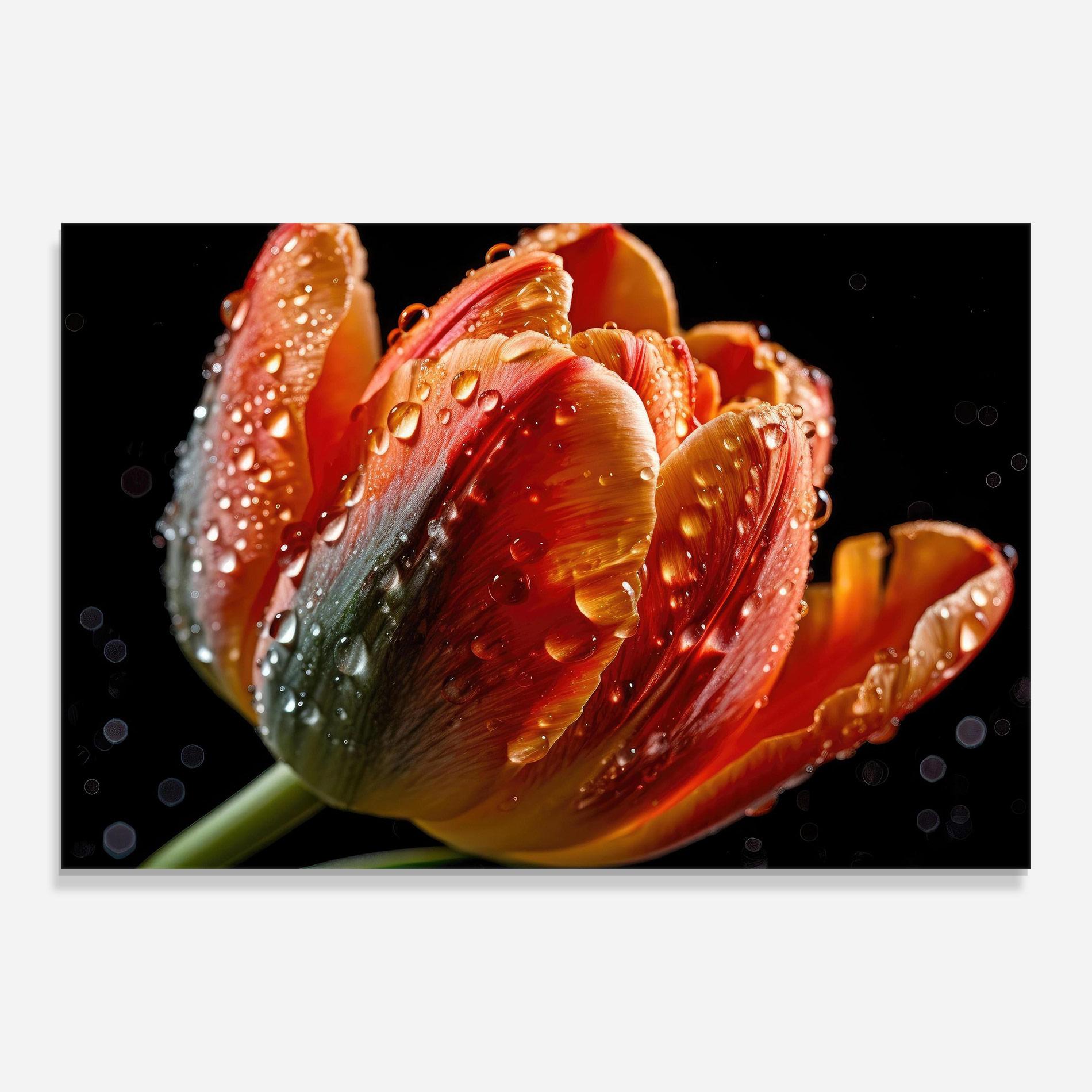 Tablou Sticla Big Wet Orange Tulip mockup 0