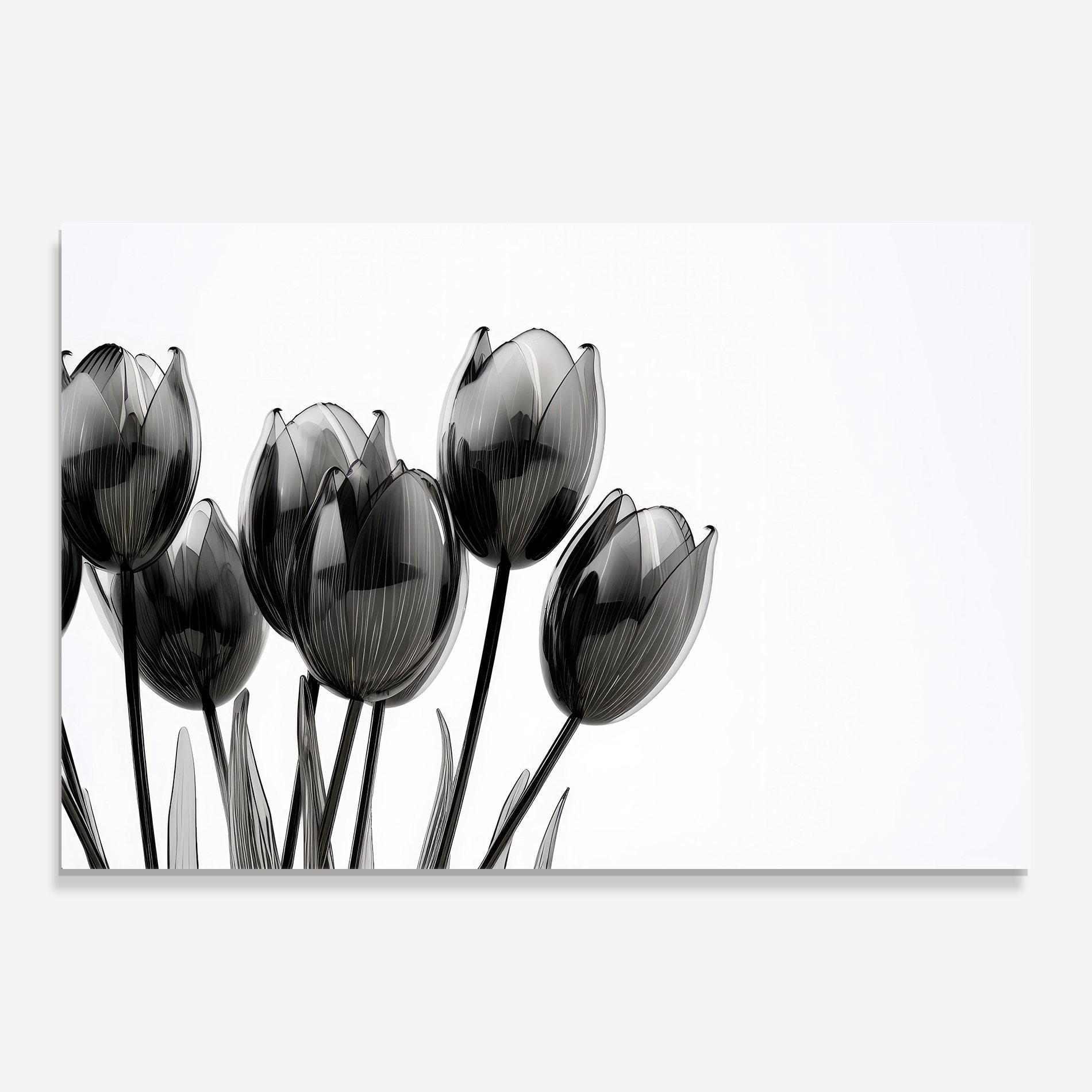 Tablou Sticla Black Glass Tulips mockup 0