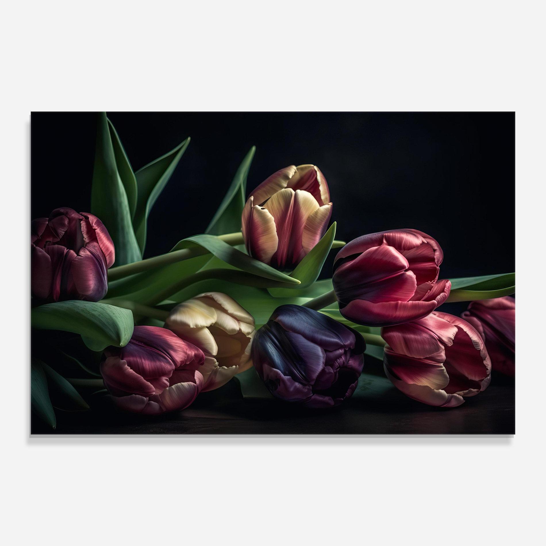 Tablou Sticla Dark Purple Tulip mockup 0