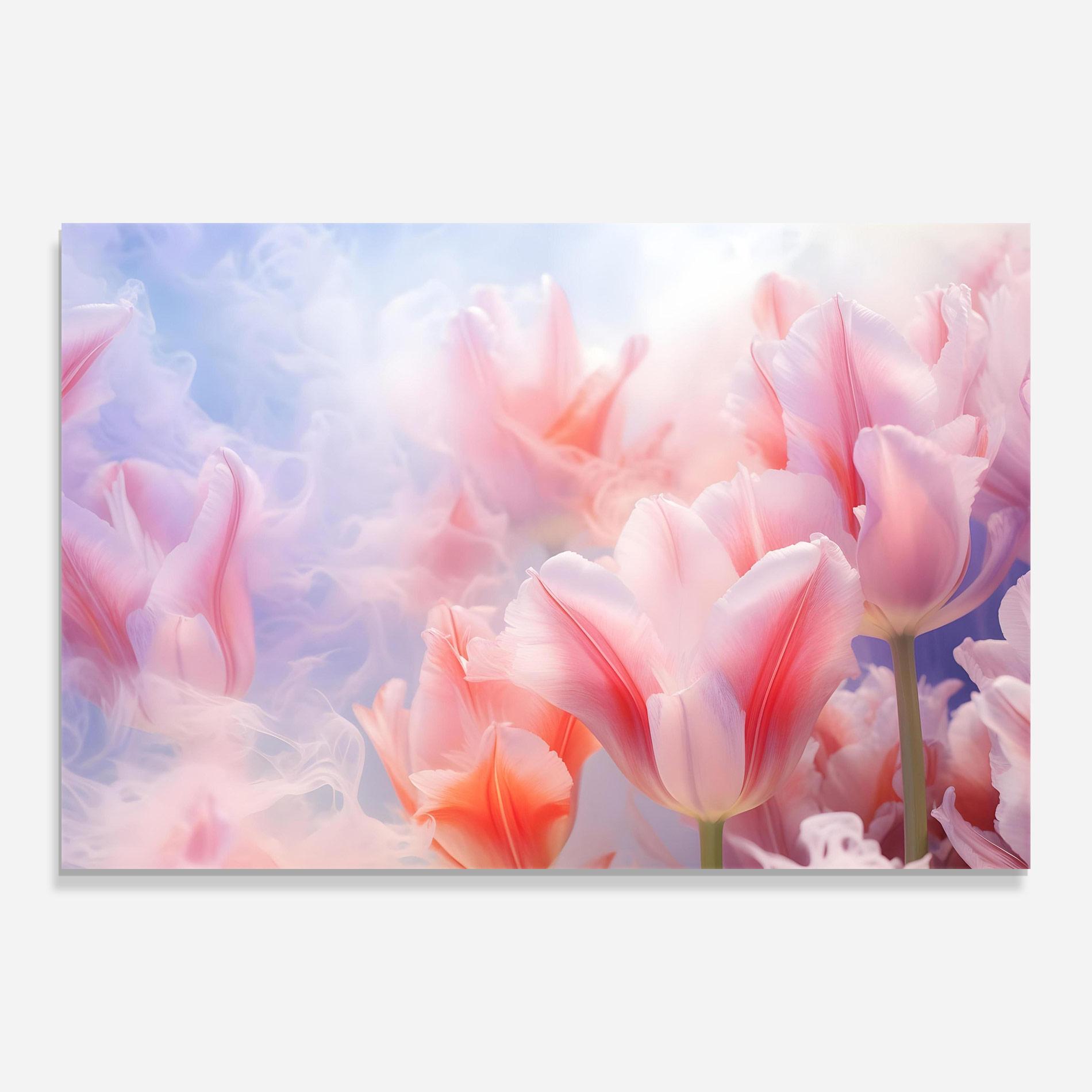 Tablou Sticla Dreamy Pink Tulips mockup 0