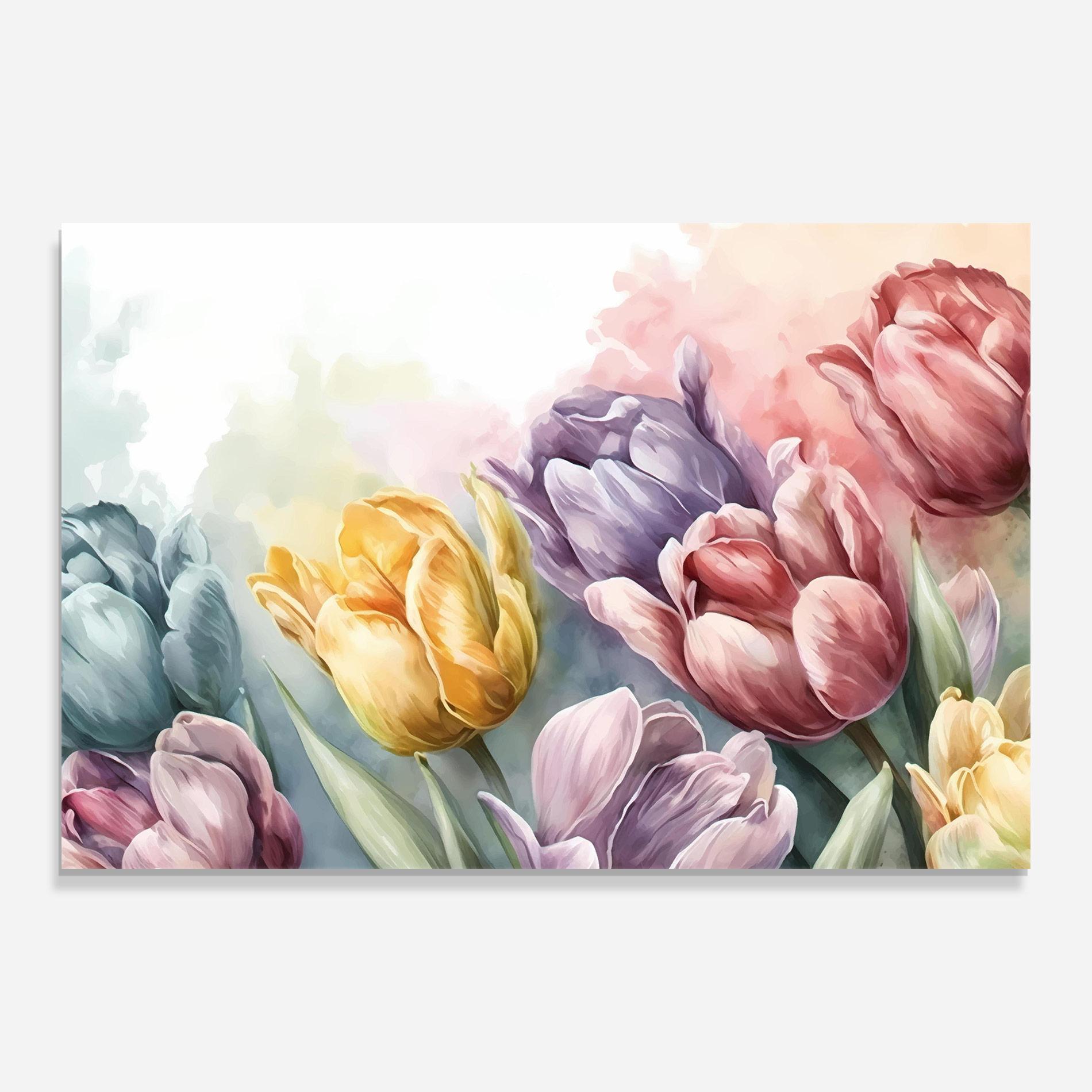 Tablou Sticla Pastel Tulips mockup 0