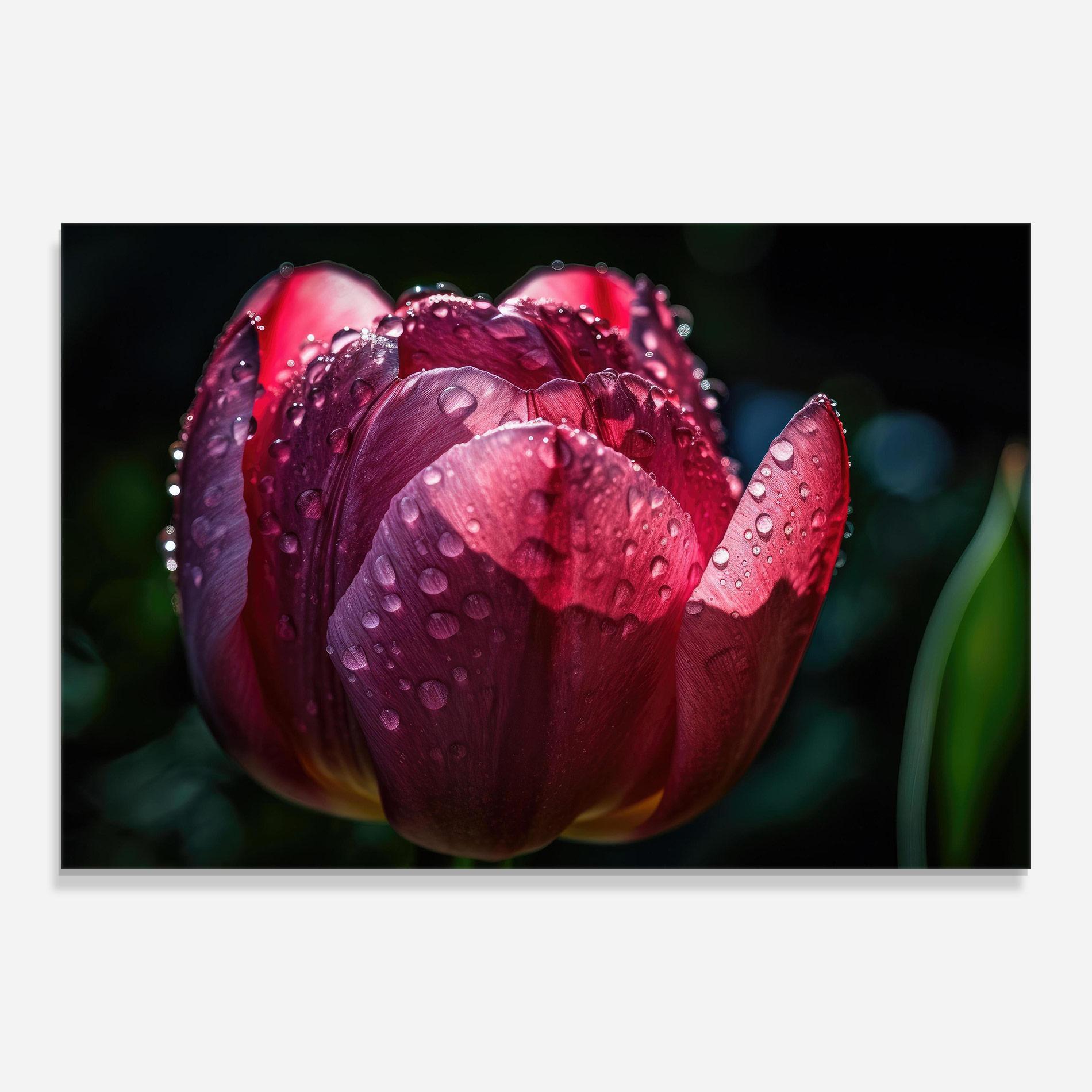 Tablou Sticla Pink Tulip After Rain mockup 0