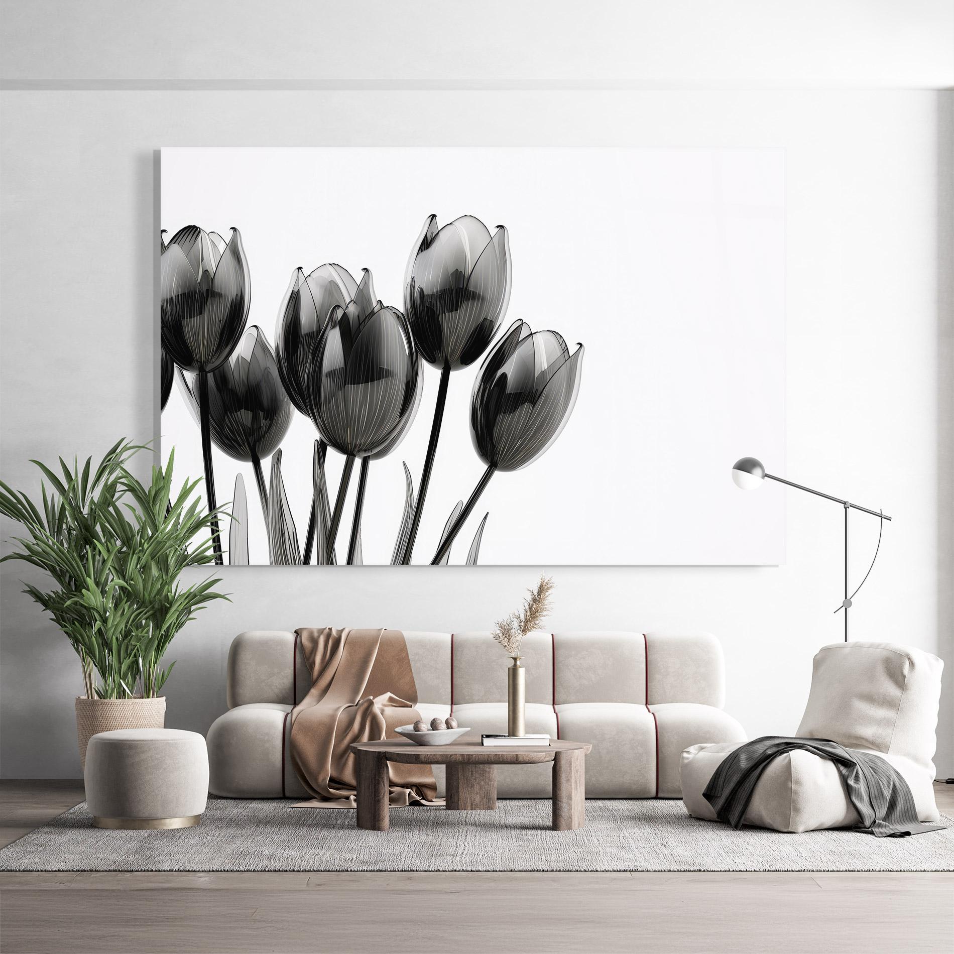 Tablou Sticla Black Glass Tulips mockup 9