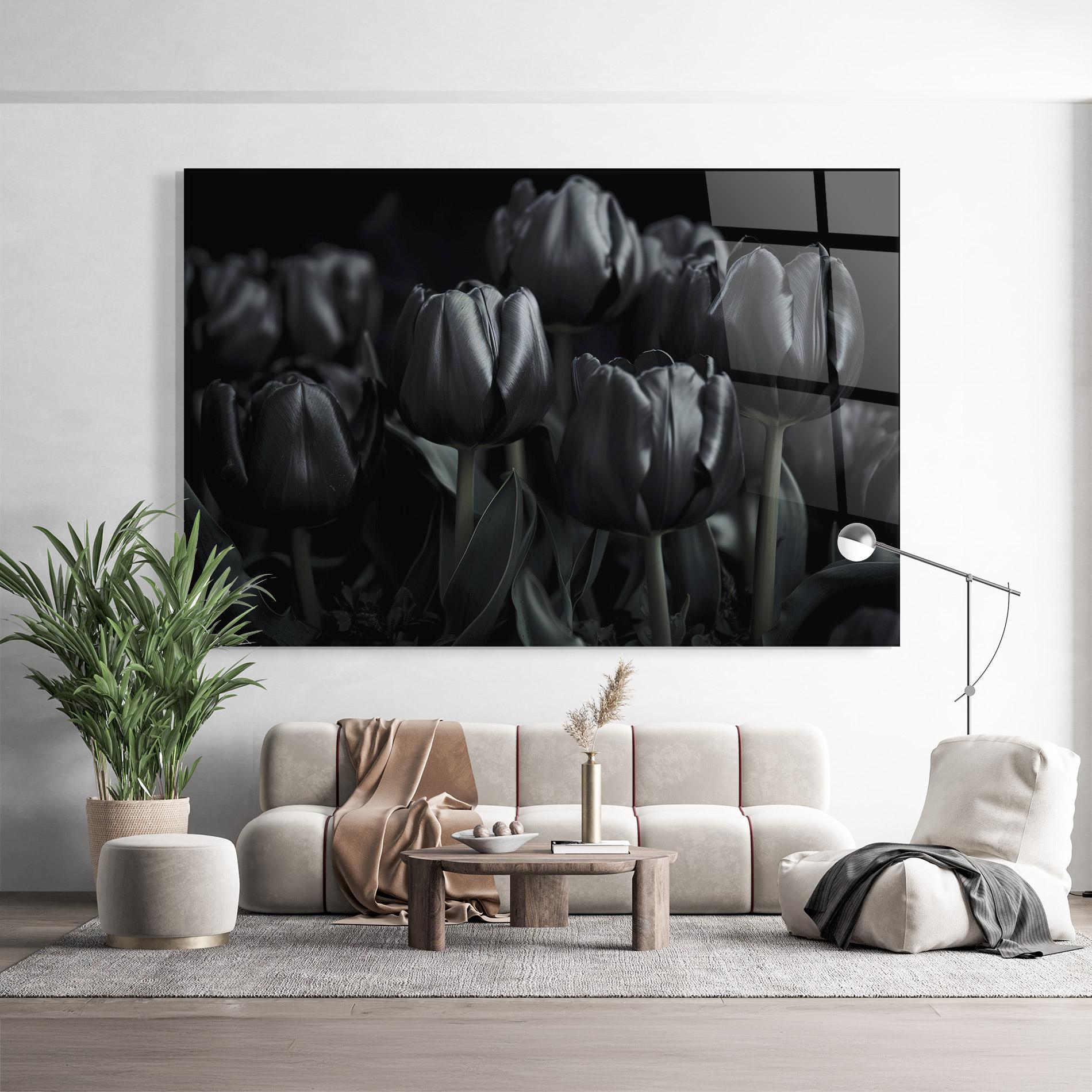 Tablou Sticla Black Tulips mockup 9