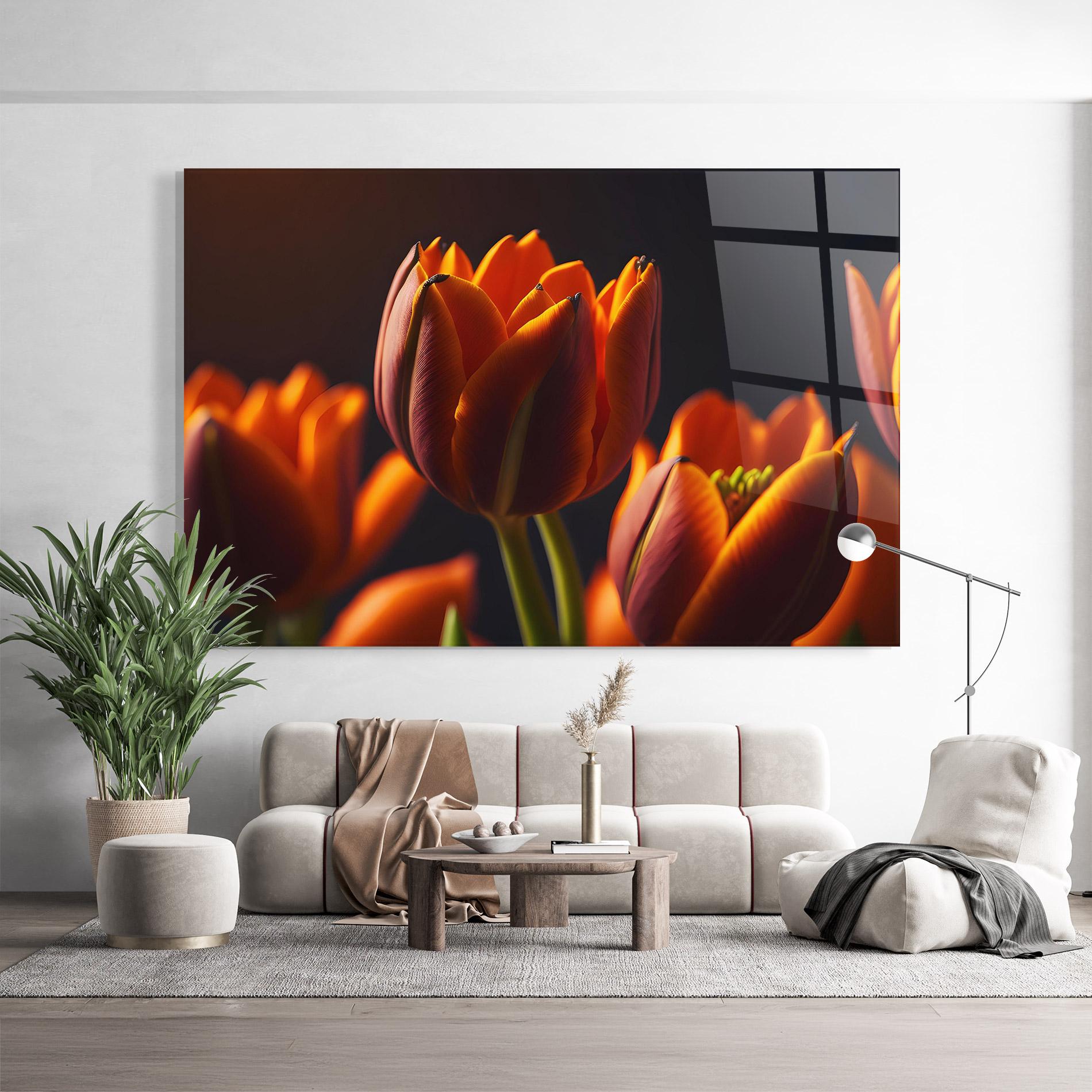 Tablou Sticla Close Up Orange Tulip mockup 9