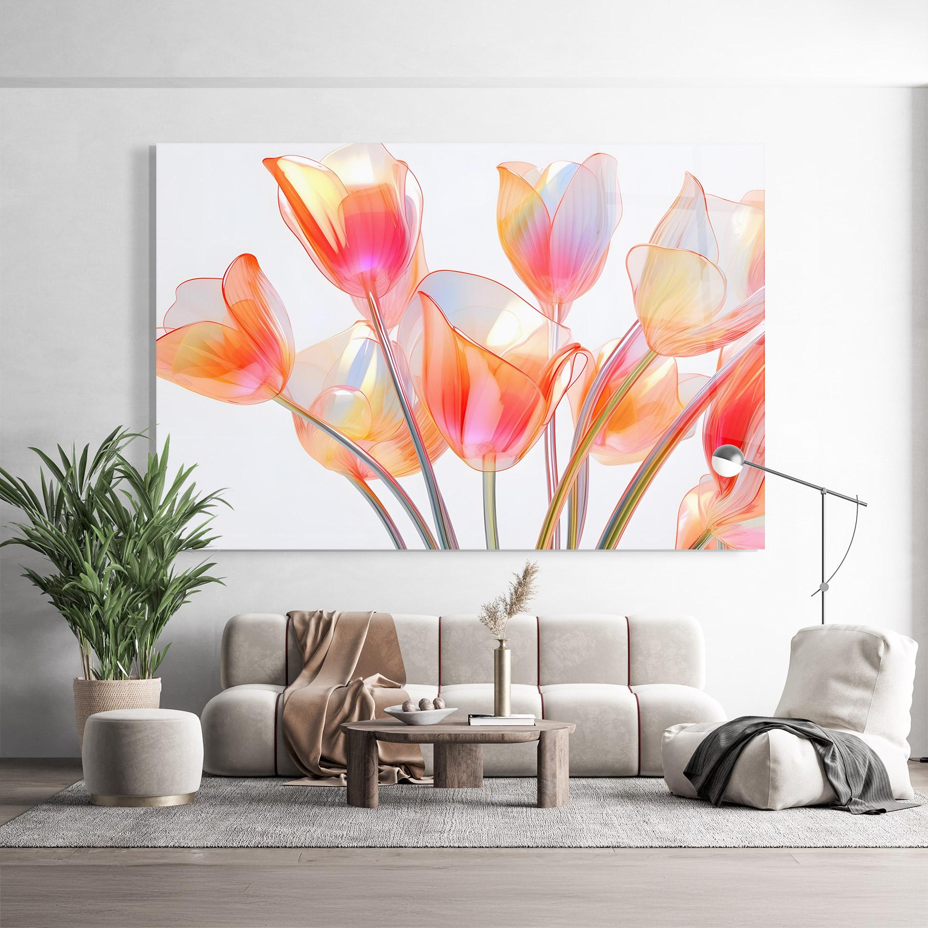 Tablou Sticla Orange Glass Tulip mockup 9