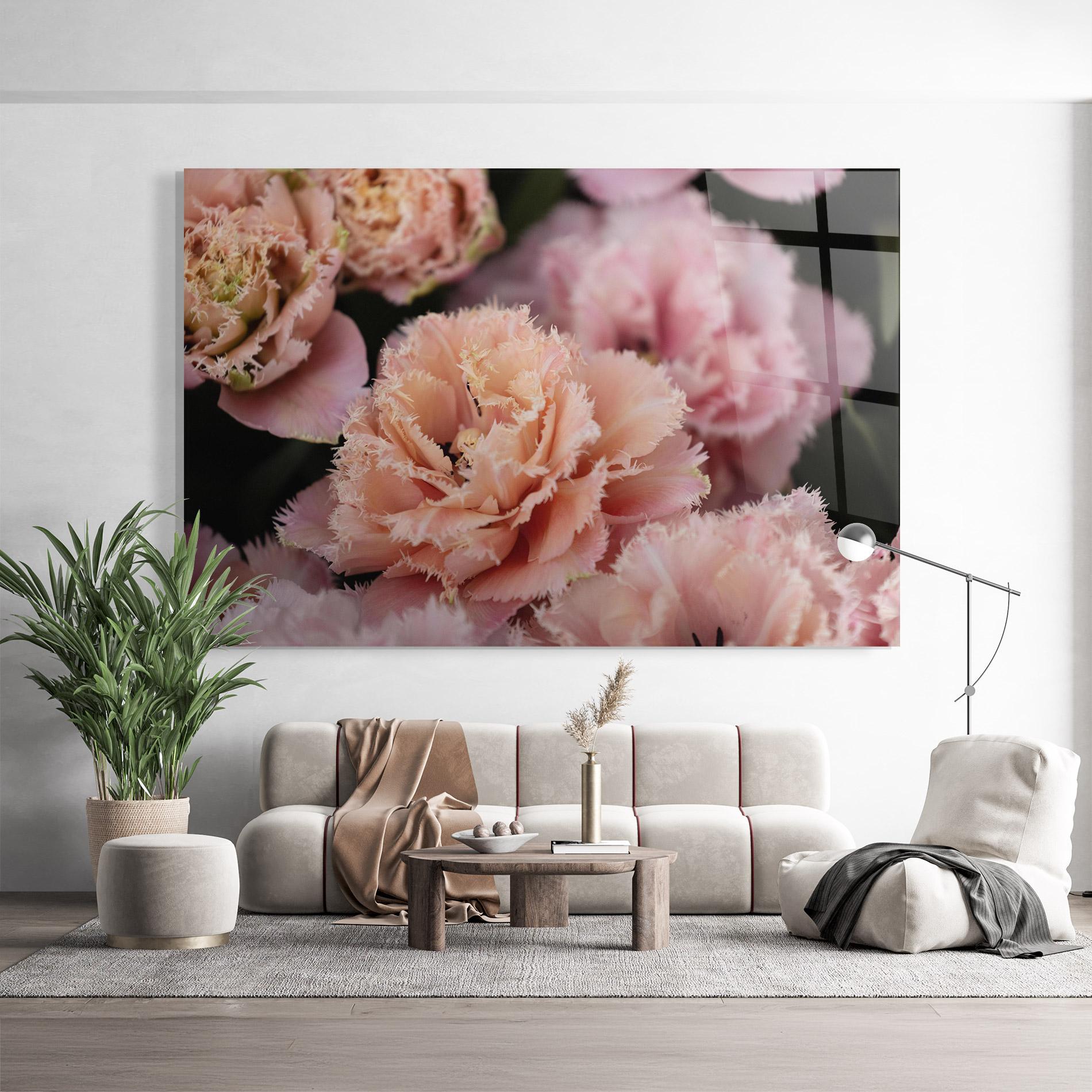 Tablou Sticla Pastel Fringed Tulips mockup 9