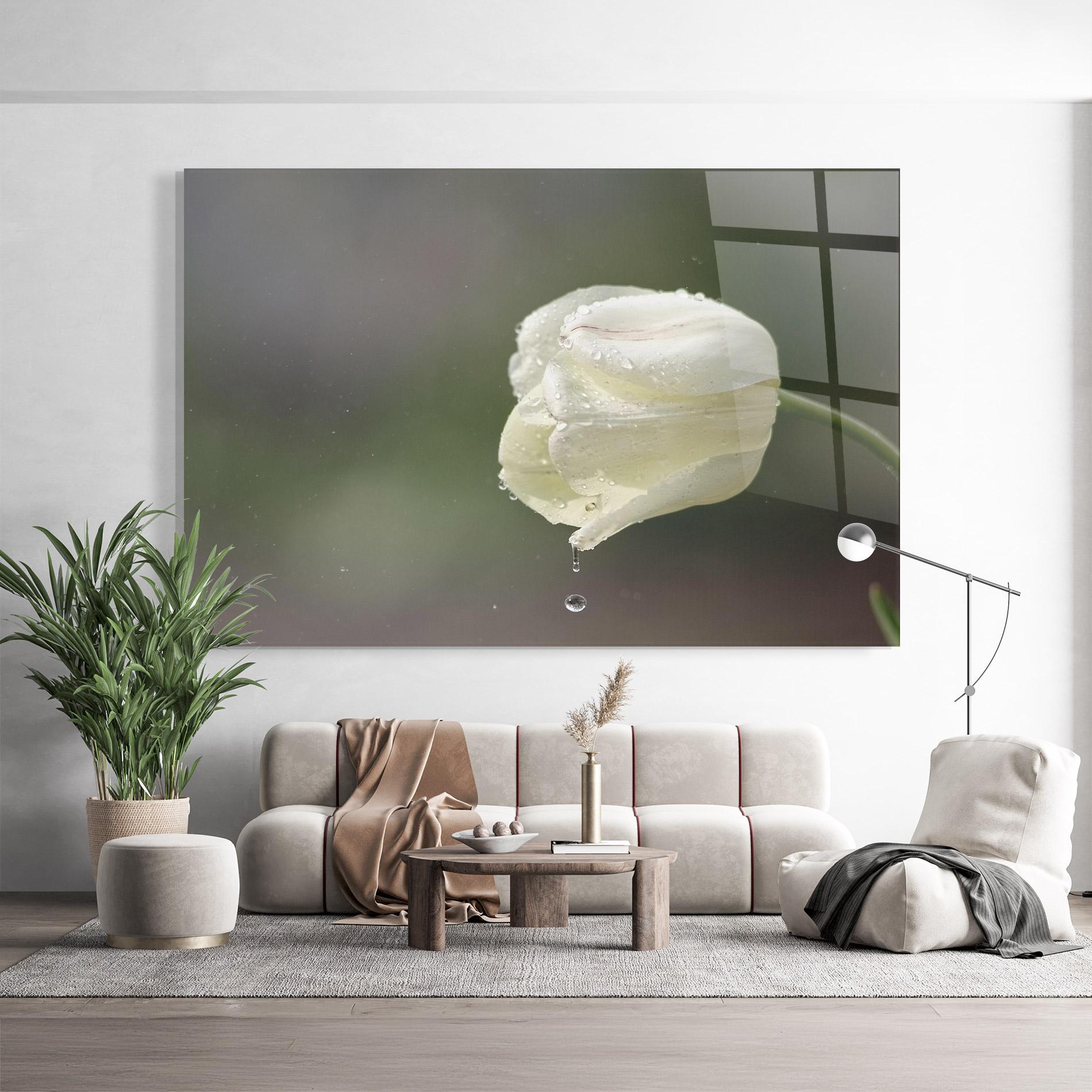 Tablou Sticla White Single Tulip mockup 9