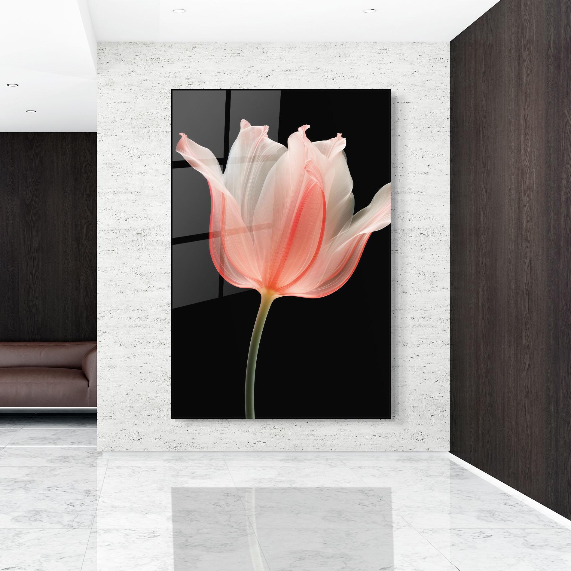 Tablou Sticla Pastel Pink Tulip mockup 9