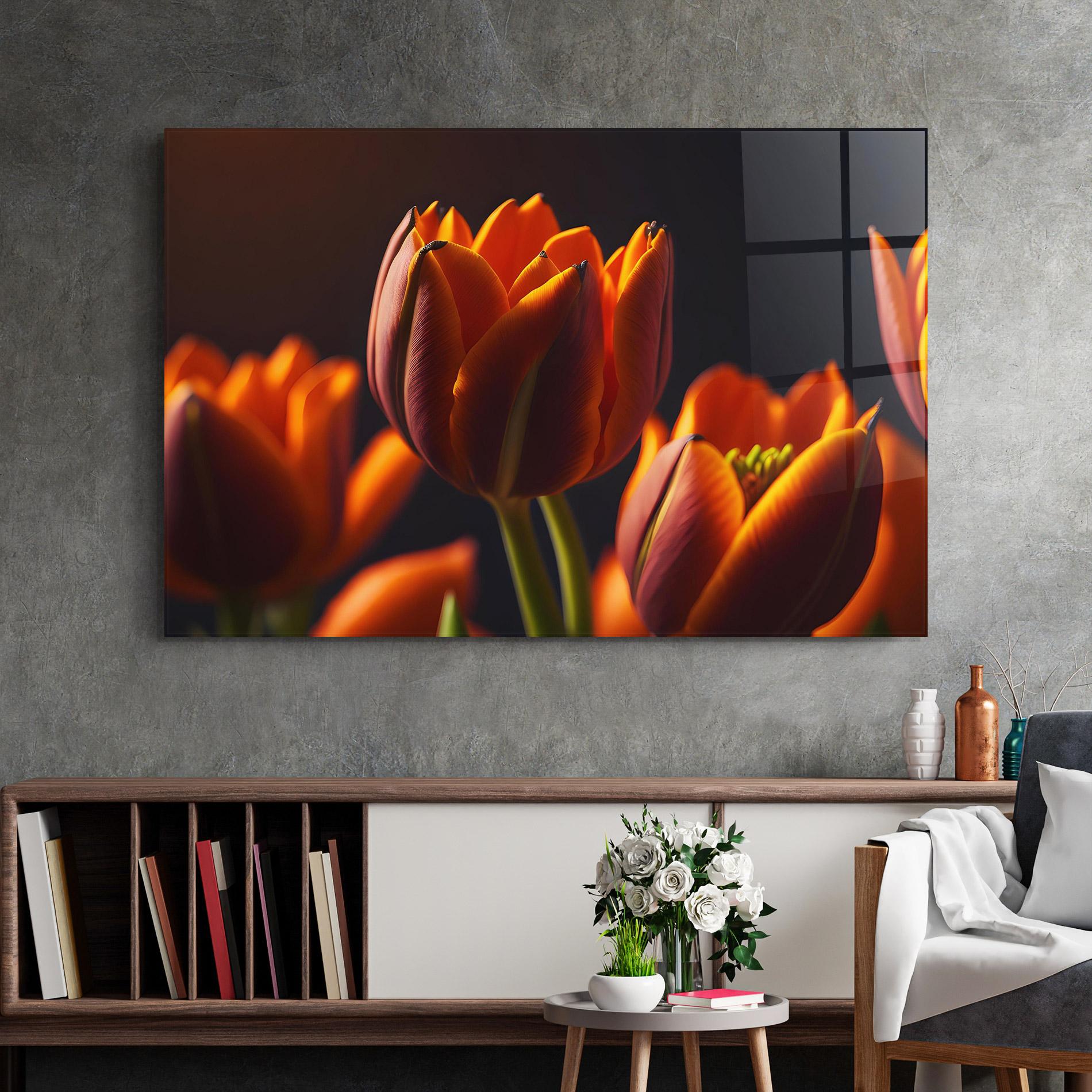 Tablou Sticla Close Up Orange Tulip mockup 2
