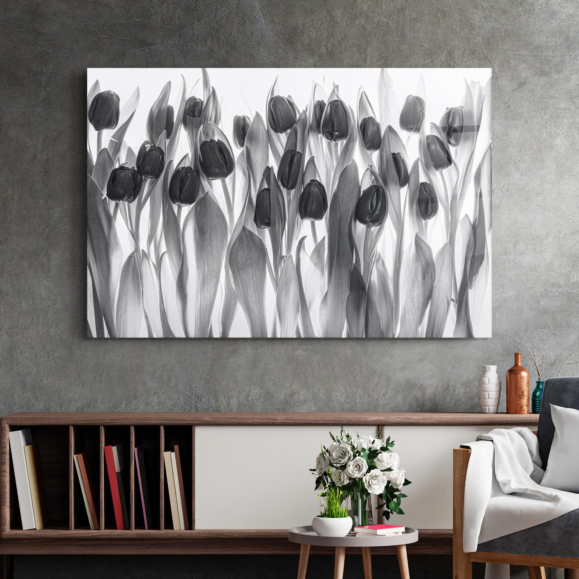 Tablou Sticla Grey Tulips mockup 2
