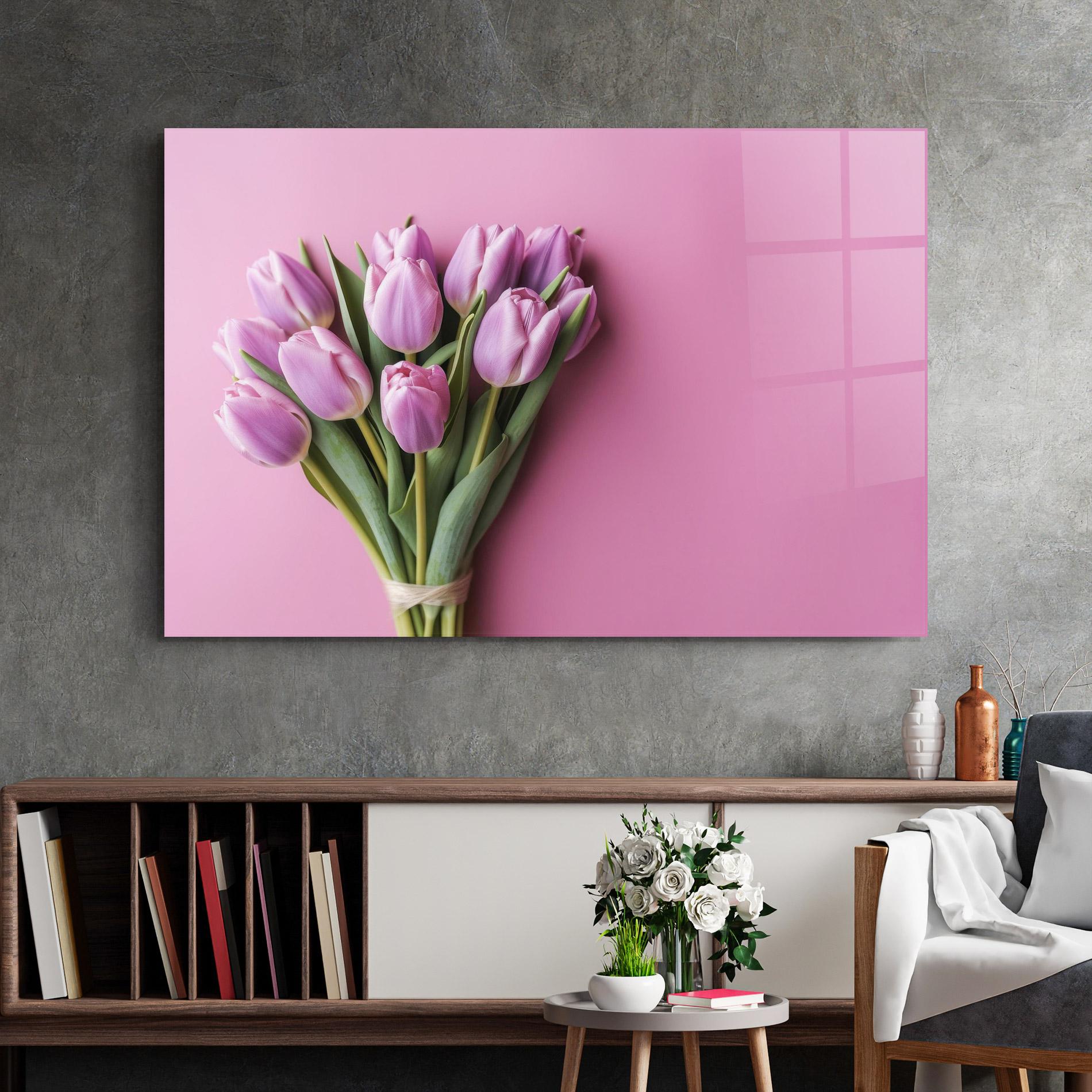 Tablou Sticla Light Purple Bpuquet mockup 2