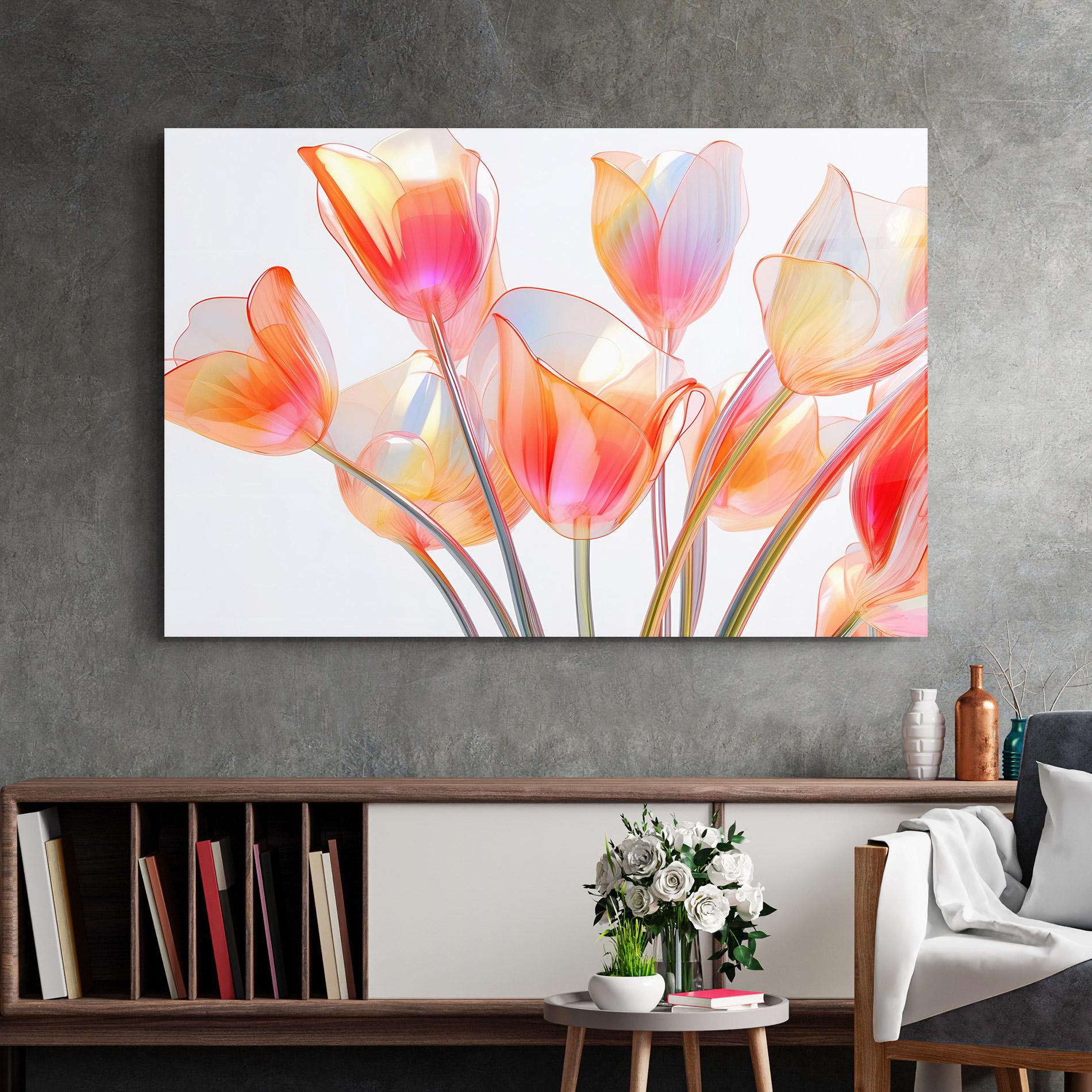 Tablou Sticla Orange Glass Tulip mockup 2
