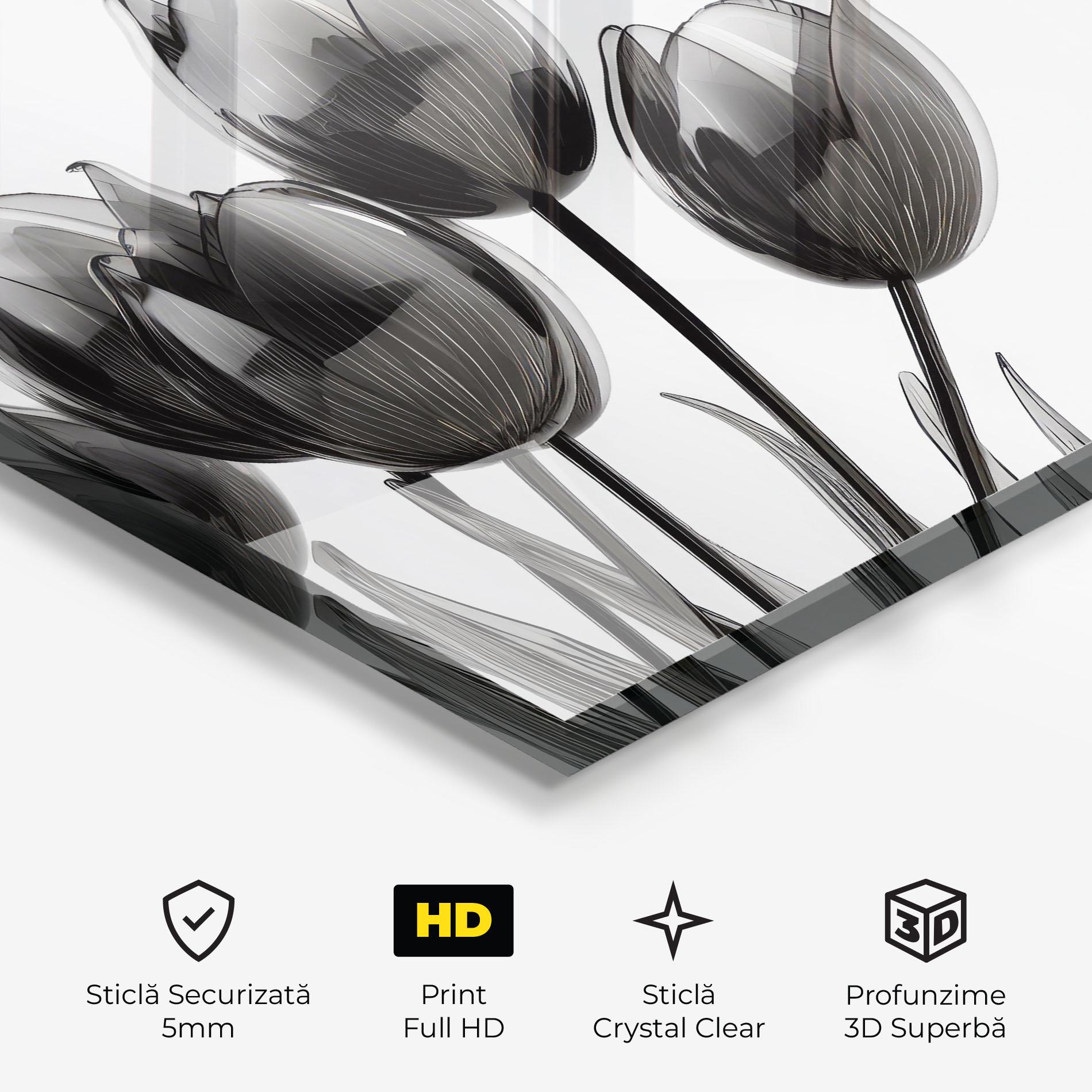Tablou Sticla Black Glass Tulips mockup 3