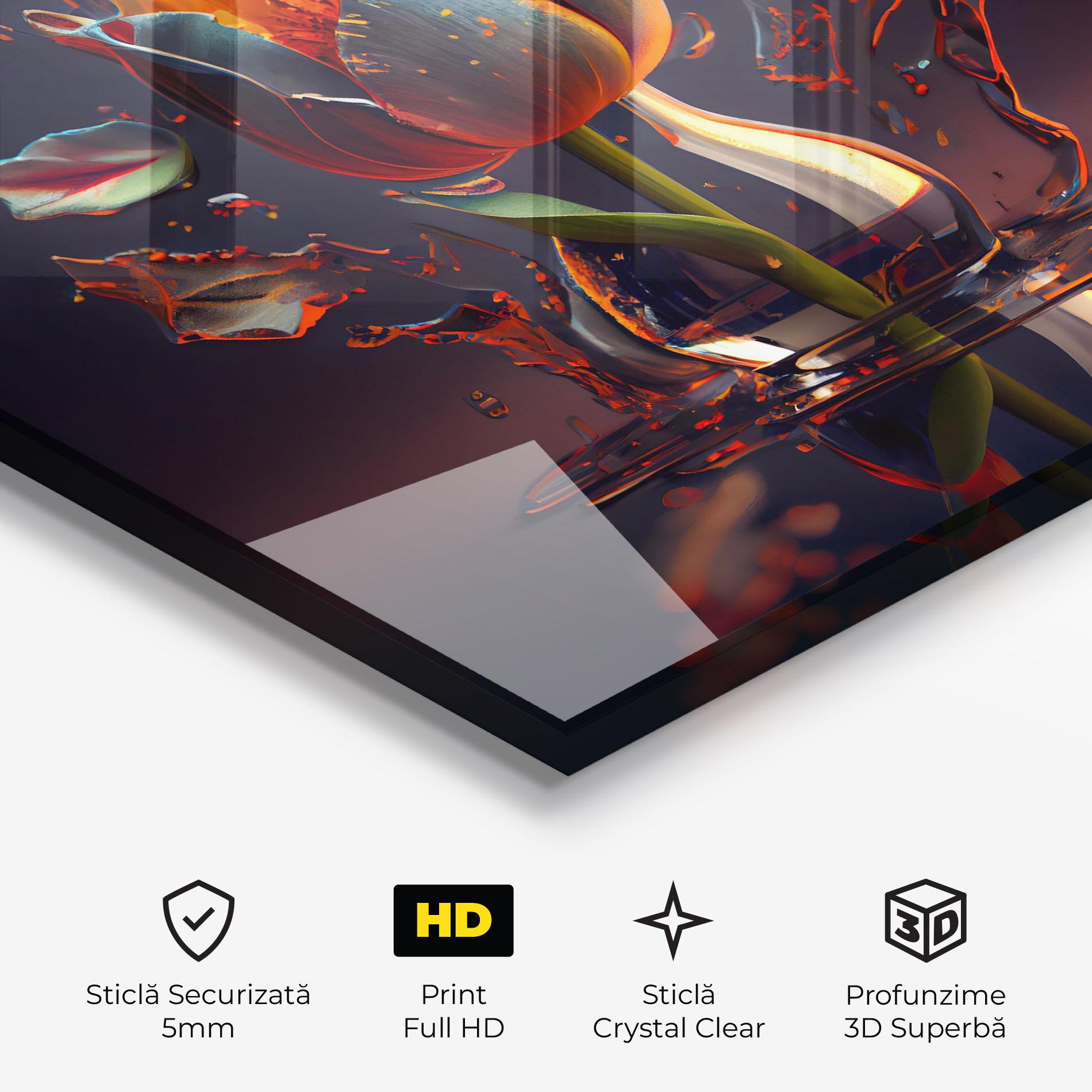 Tablou Sticla Black Tulip In Vase mockup 3