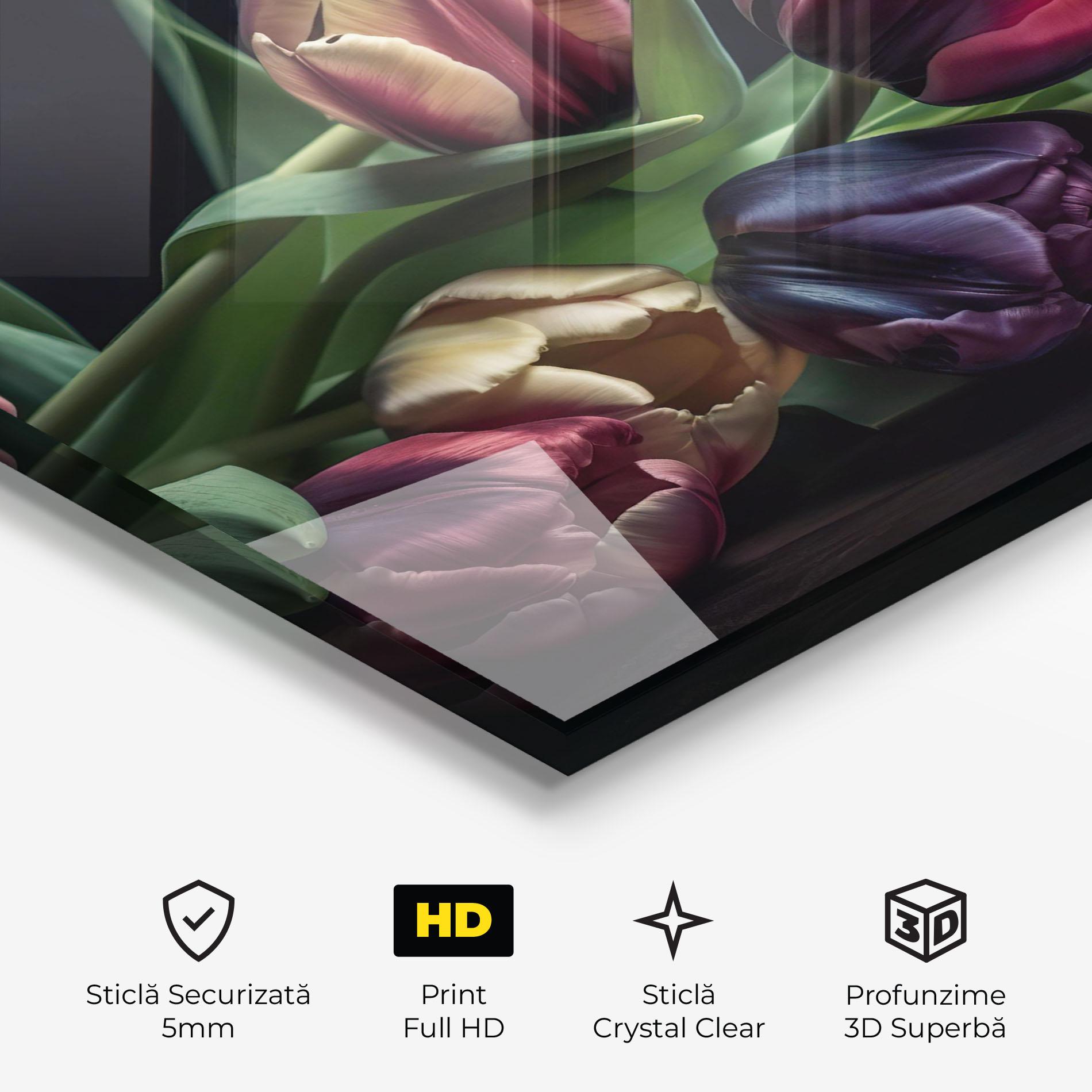 Tablou Sticla Dark Purple Tulip mockup 3