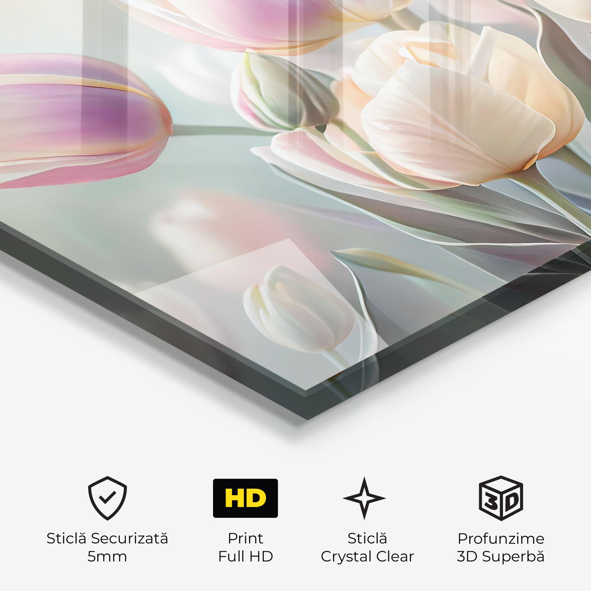 Tablou Sticla Dreamy White Tulips mockup 3