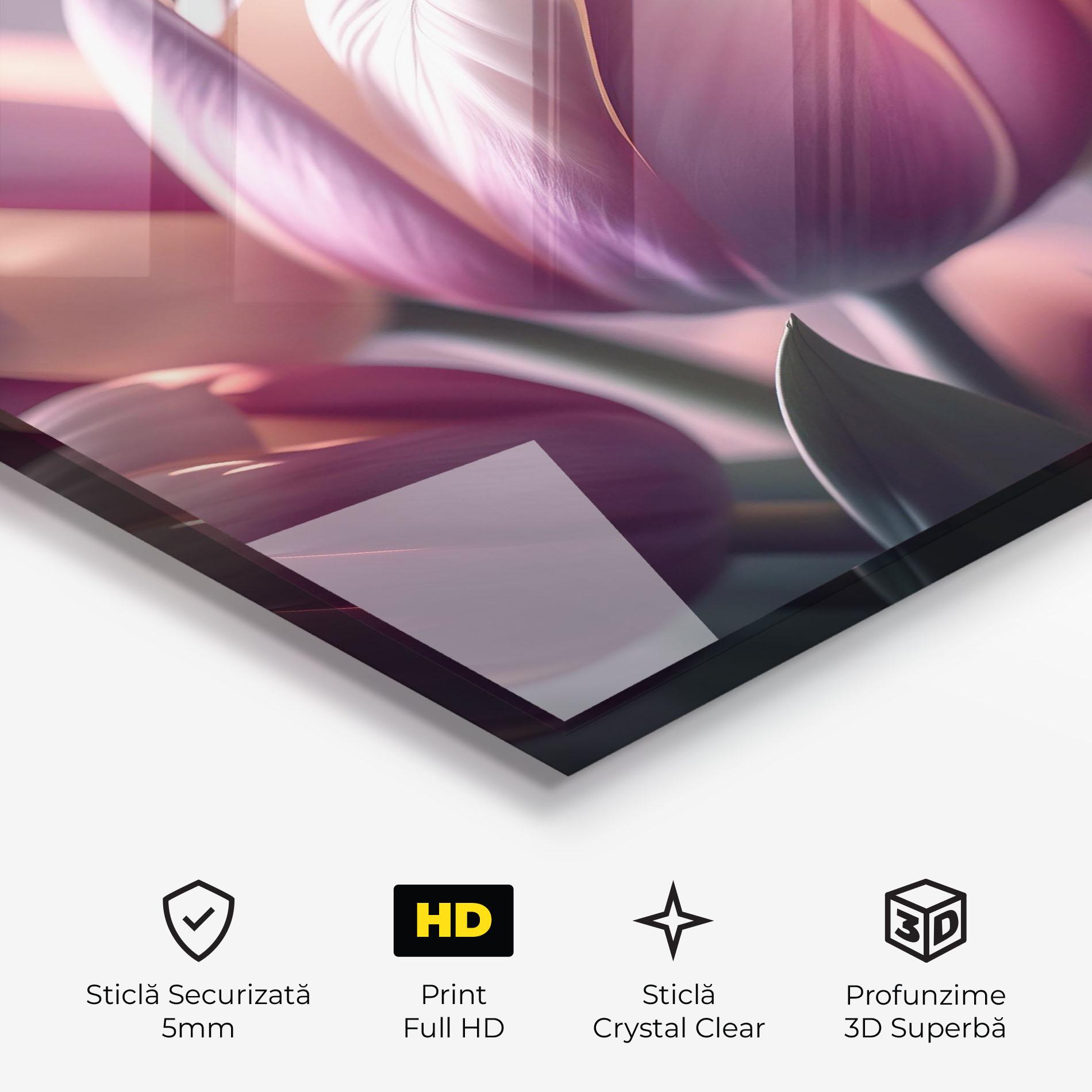 Tablou Sticla Pastel Pink Tulips mockup 3