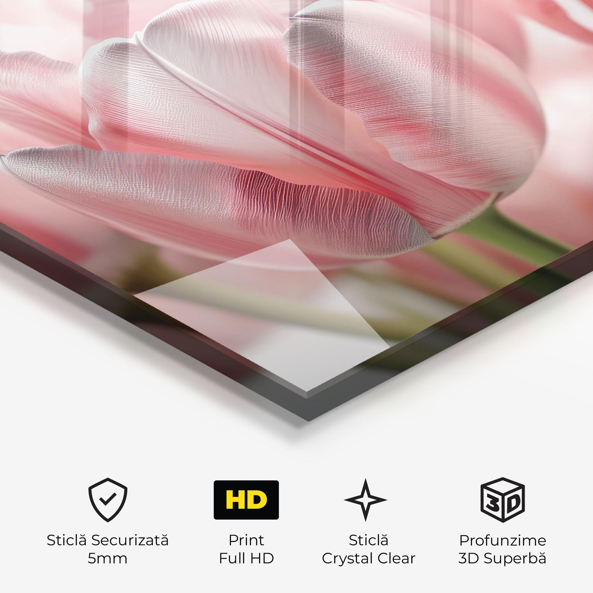 Tablou Sticla Pink Pretty Tulips mockup 3