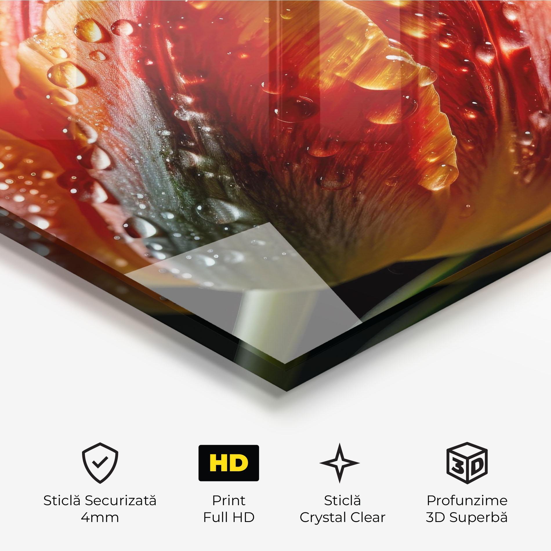 Tablou Sticla Big Wet Orange Tulip mockup 3