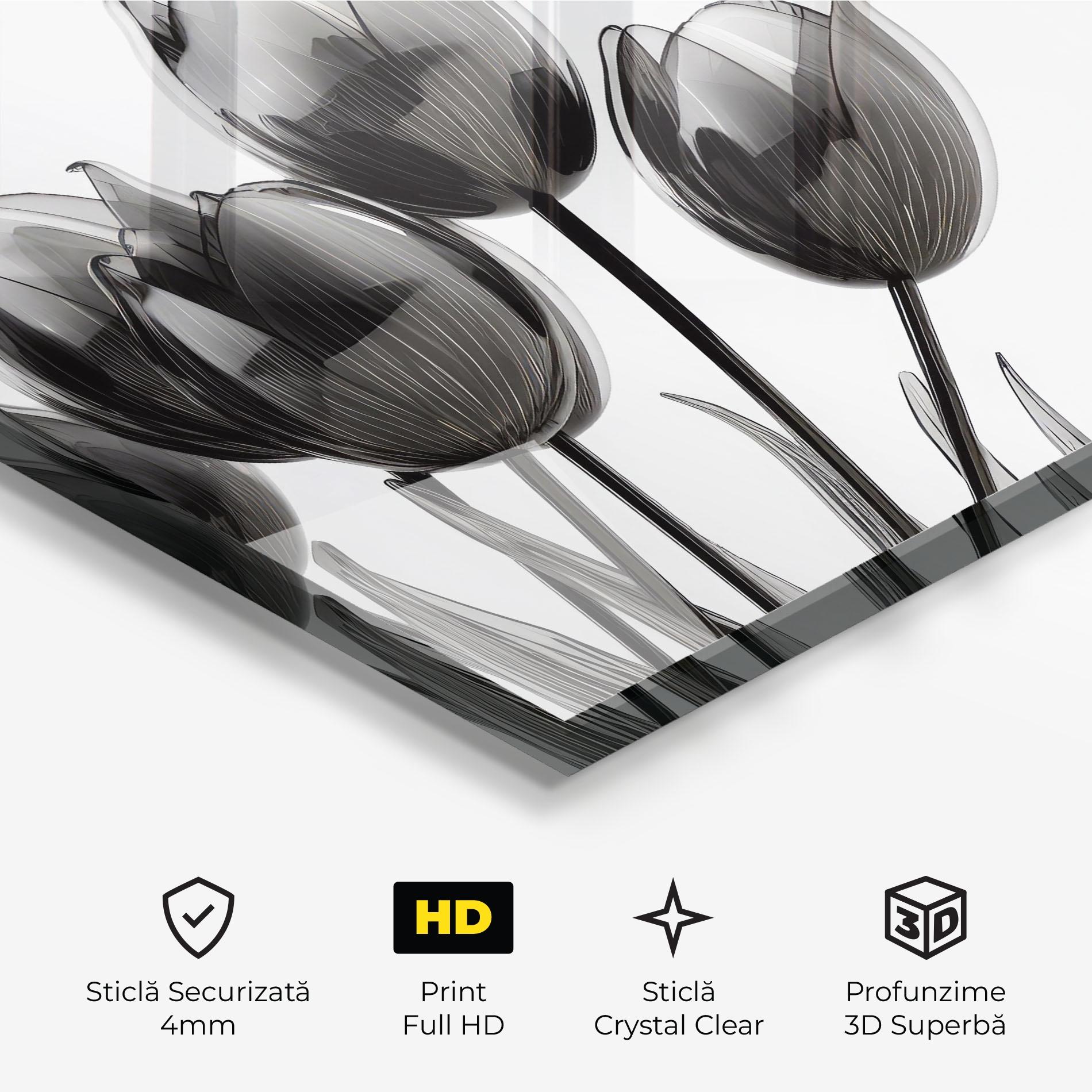 Tablou Sticla Black Glass Tulips mockup 3
