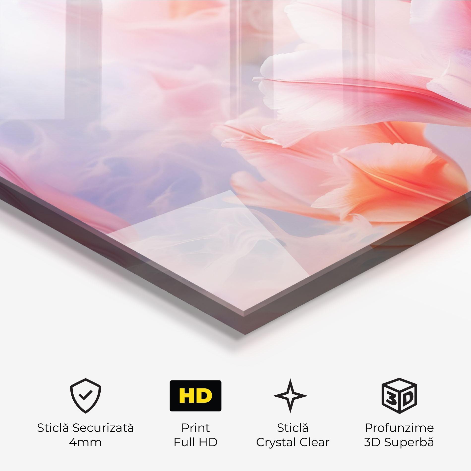 Tablou Sticla Dreamy Pink Tulips mockup 3